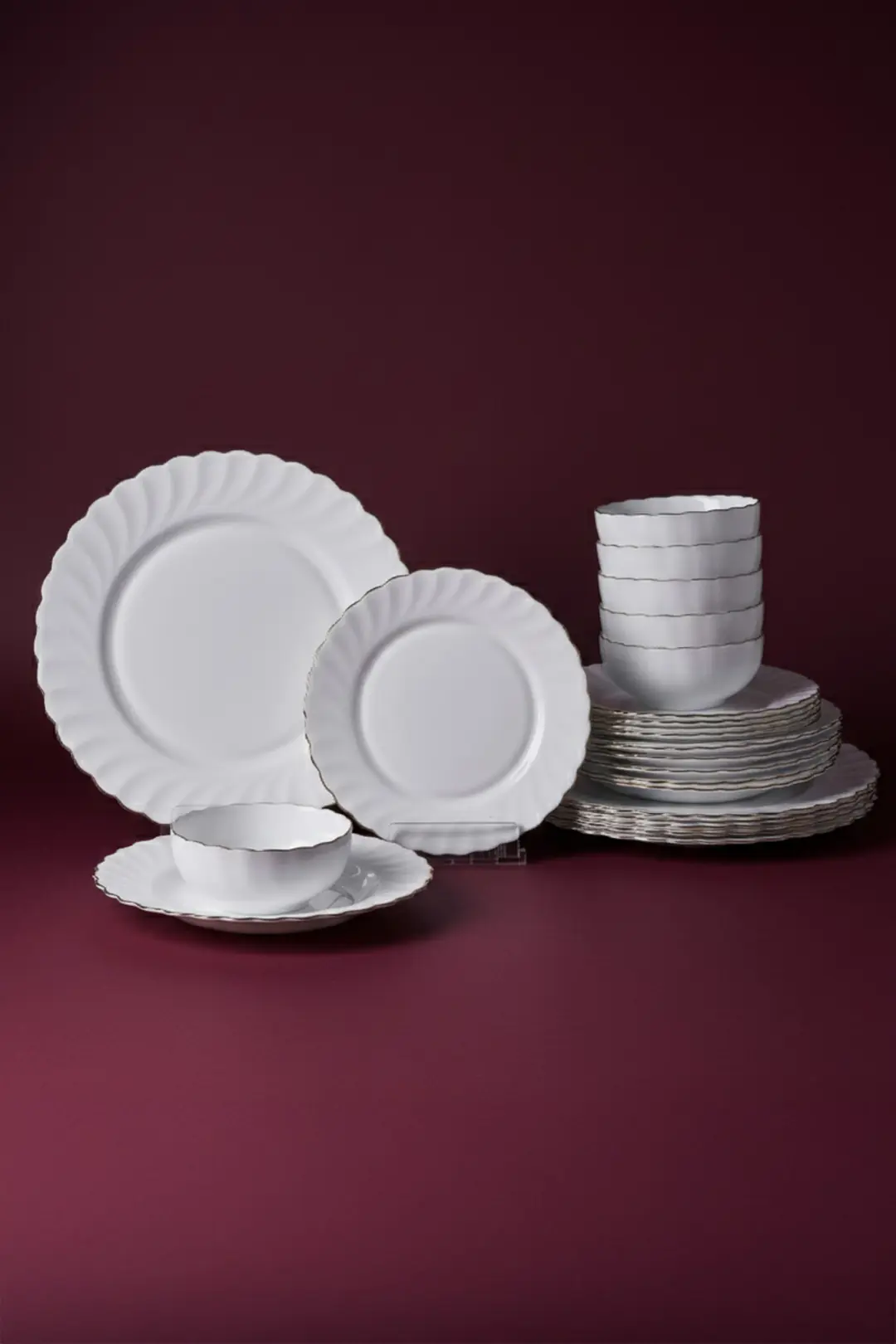 Waves Opal 24 Parça 6 Kişilik Yaldızlı Yemek Takımı