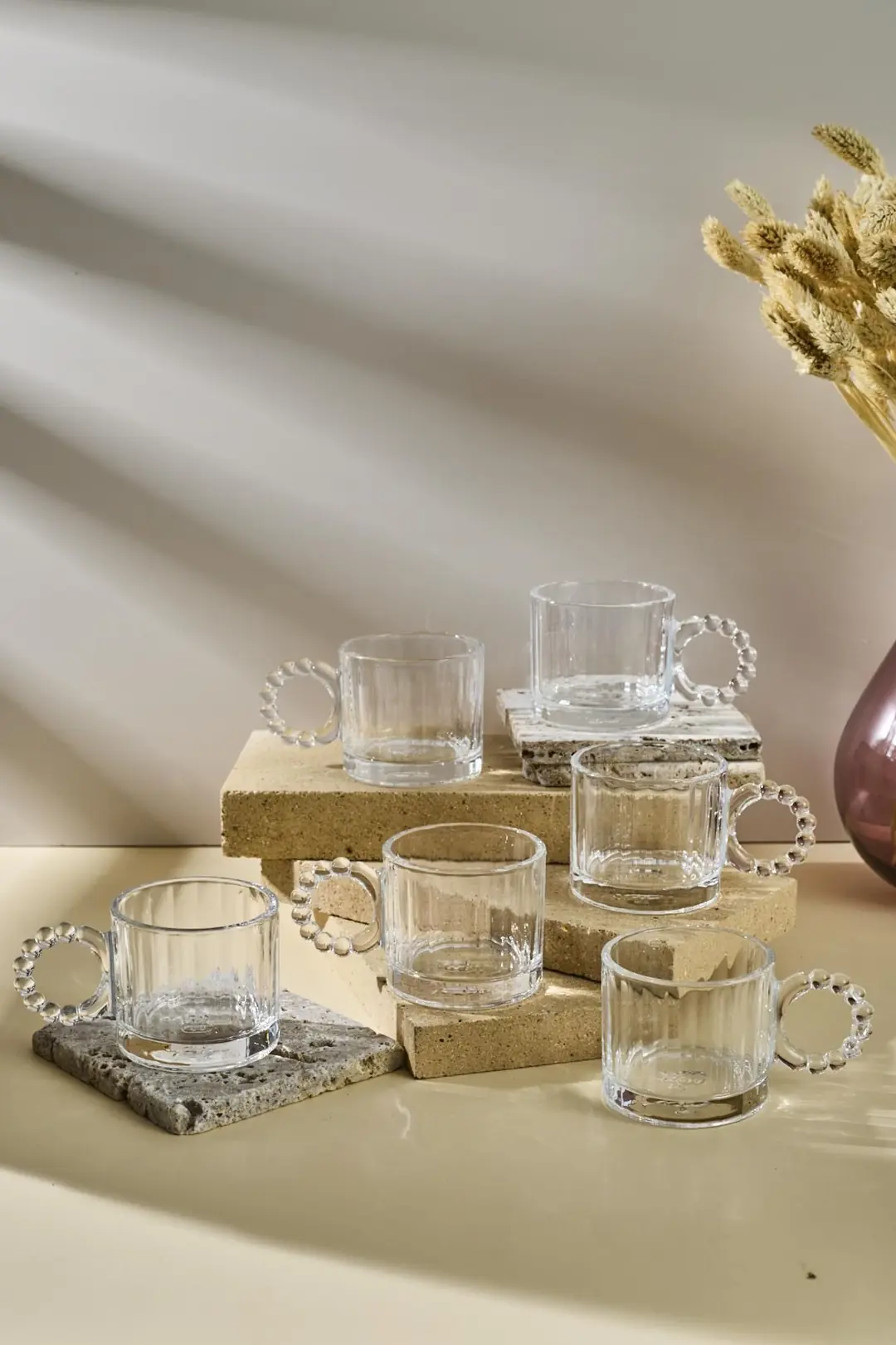 Ringo Line 6'lı Boncuk Kulplu 100ml Cam Fincan