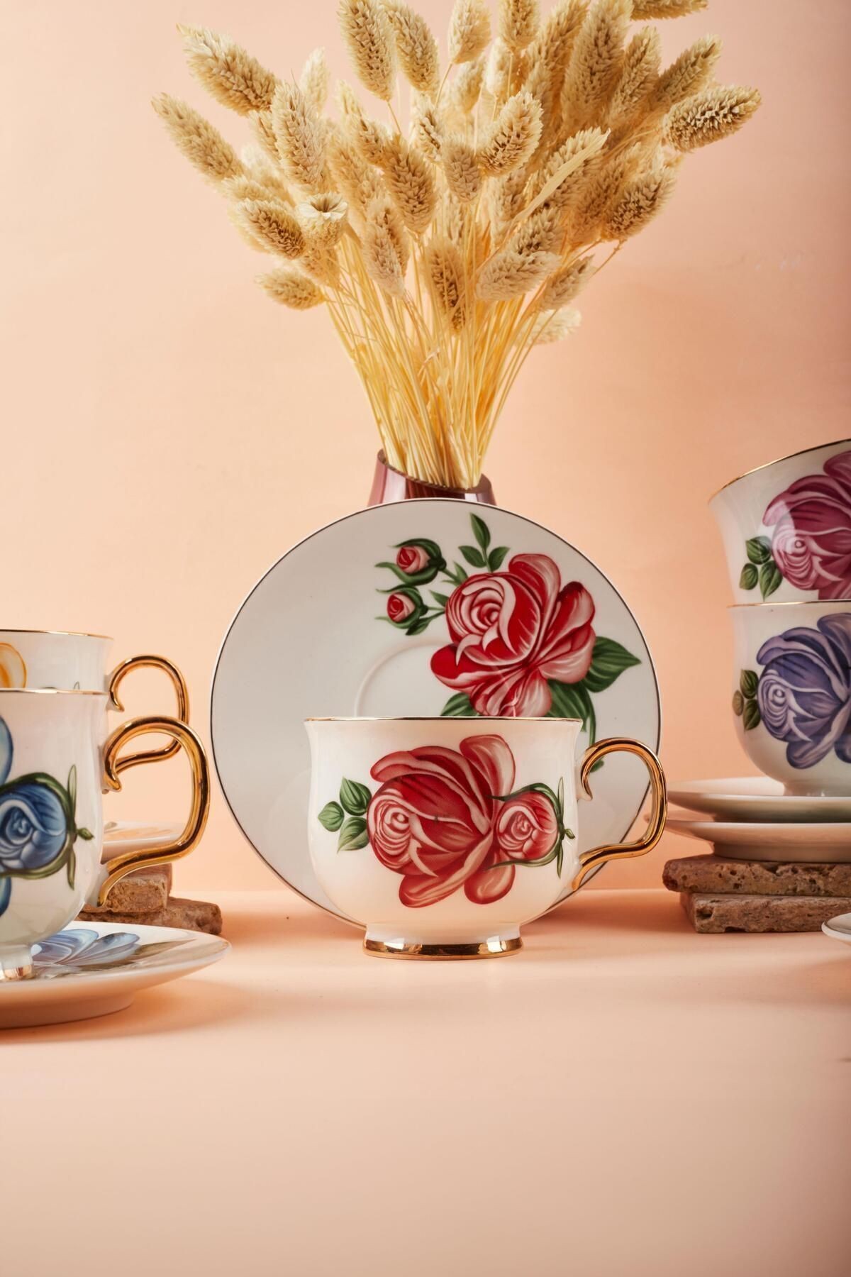 Victoria 6'lı Porselen Çay Fincanı-35