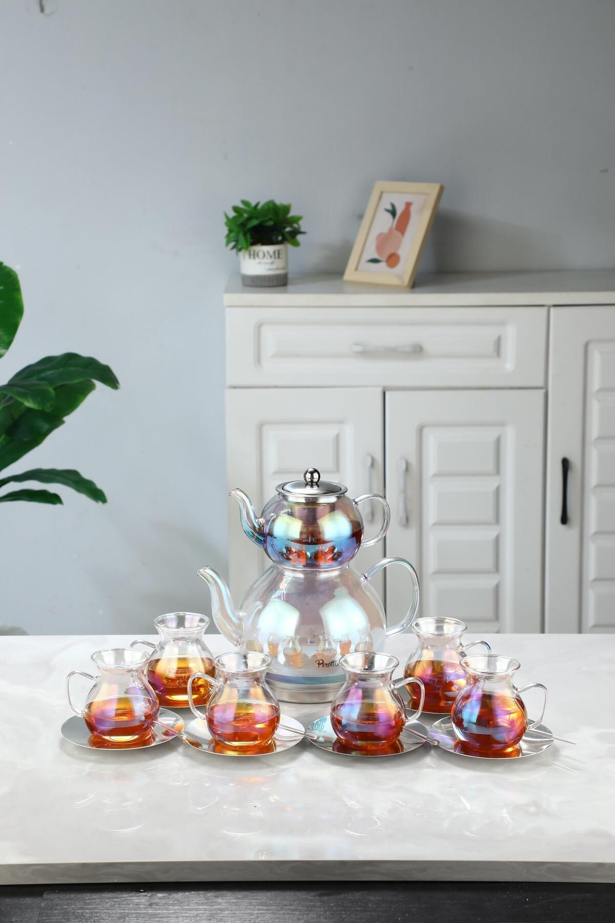 Keyf-i Ala Luster Premium 20 Parça Indüksiyon Tabanlı Borosilikat Çay Seti