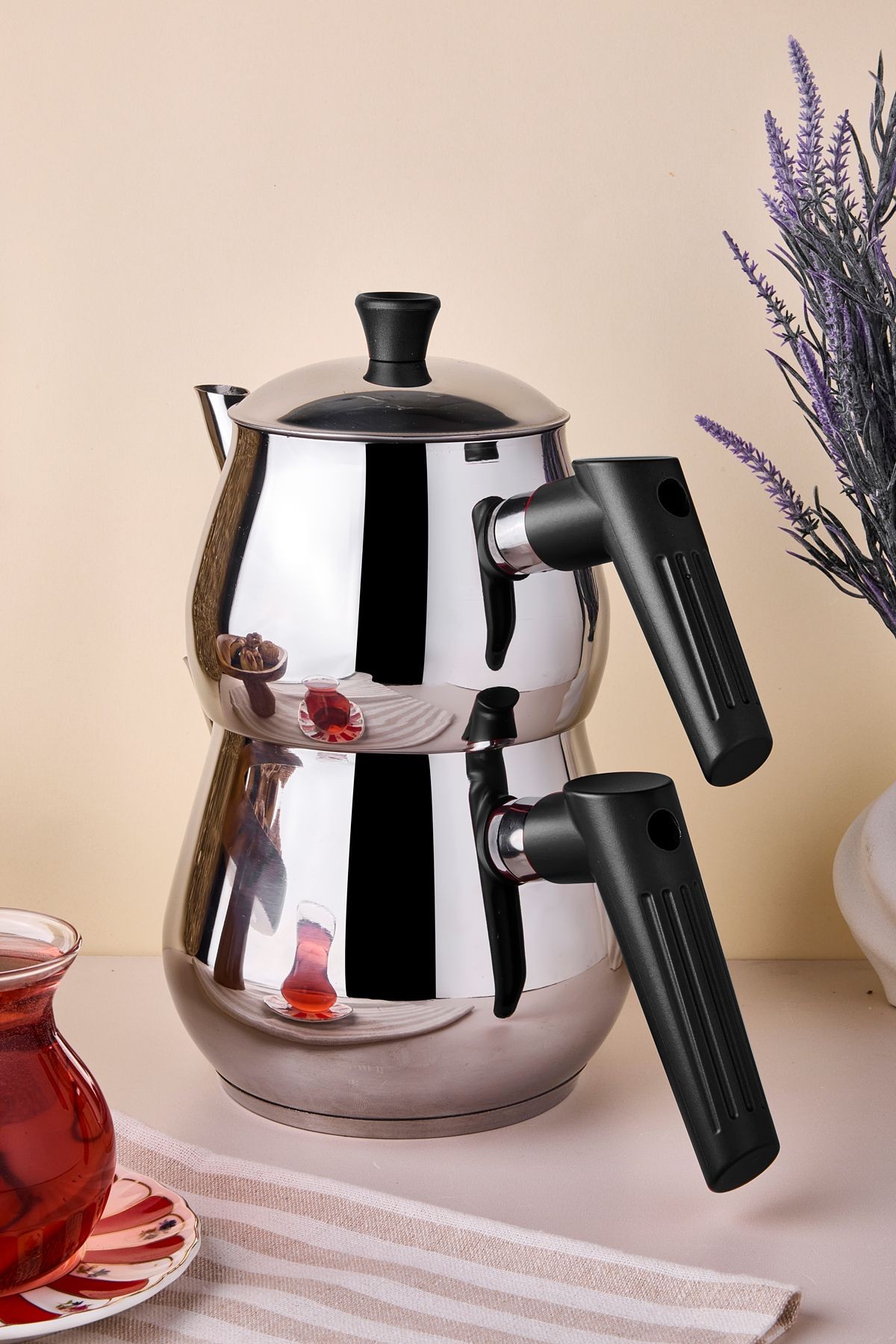 Çaykara Soft Mini Çelik Siyah Çaydanlık Takımı