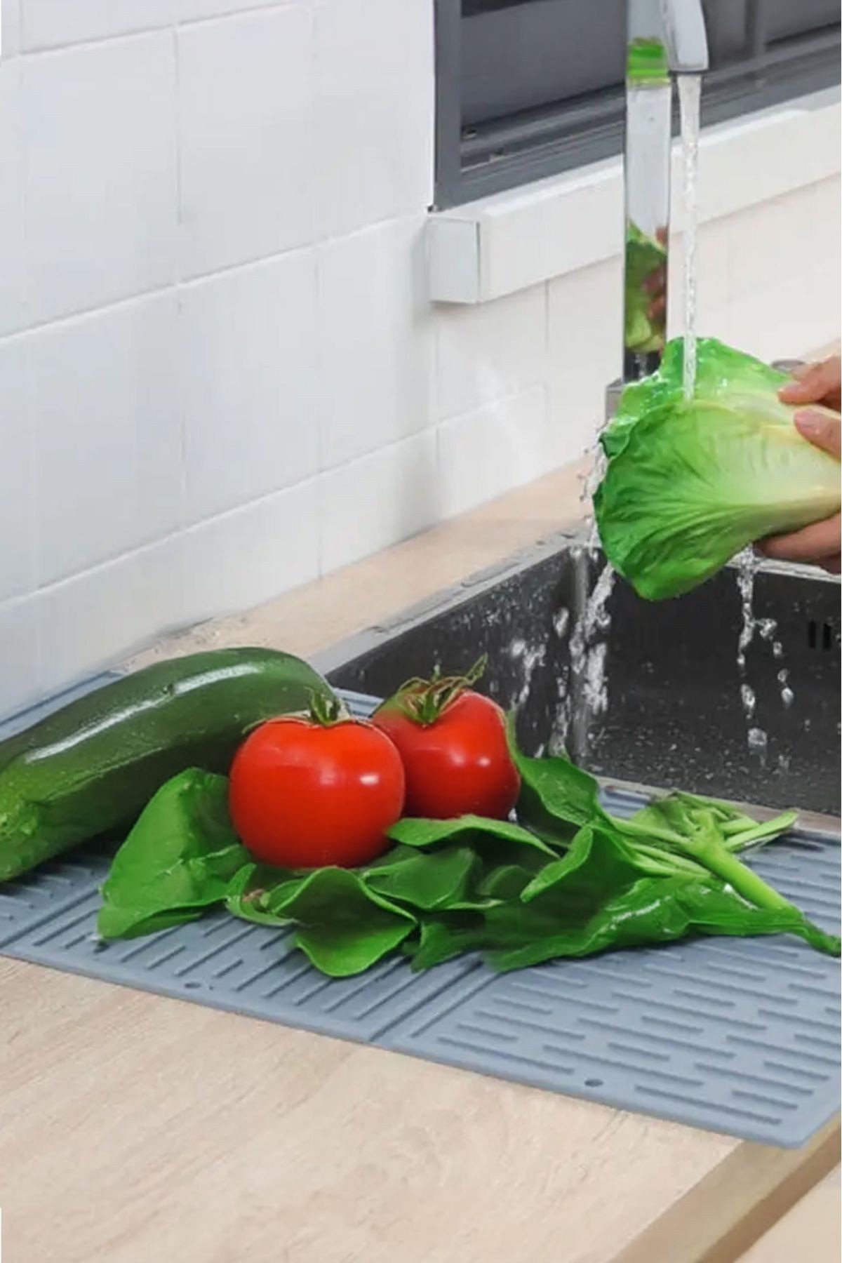 Siyah Silicone Bulaşık Kurutma Matı 60x32 Cm Dev Boy