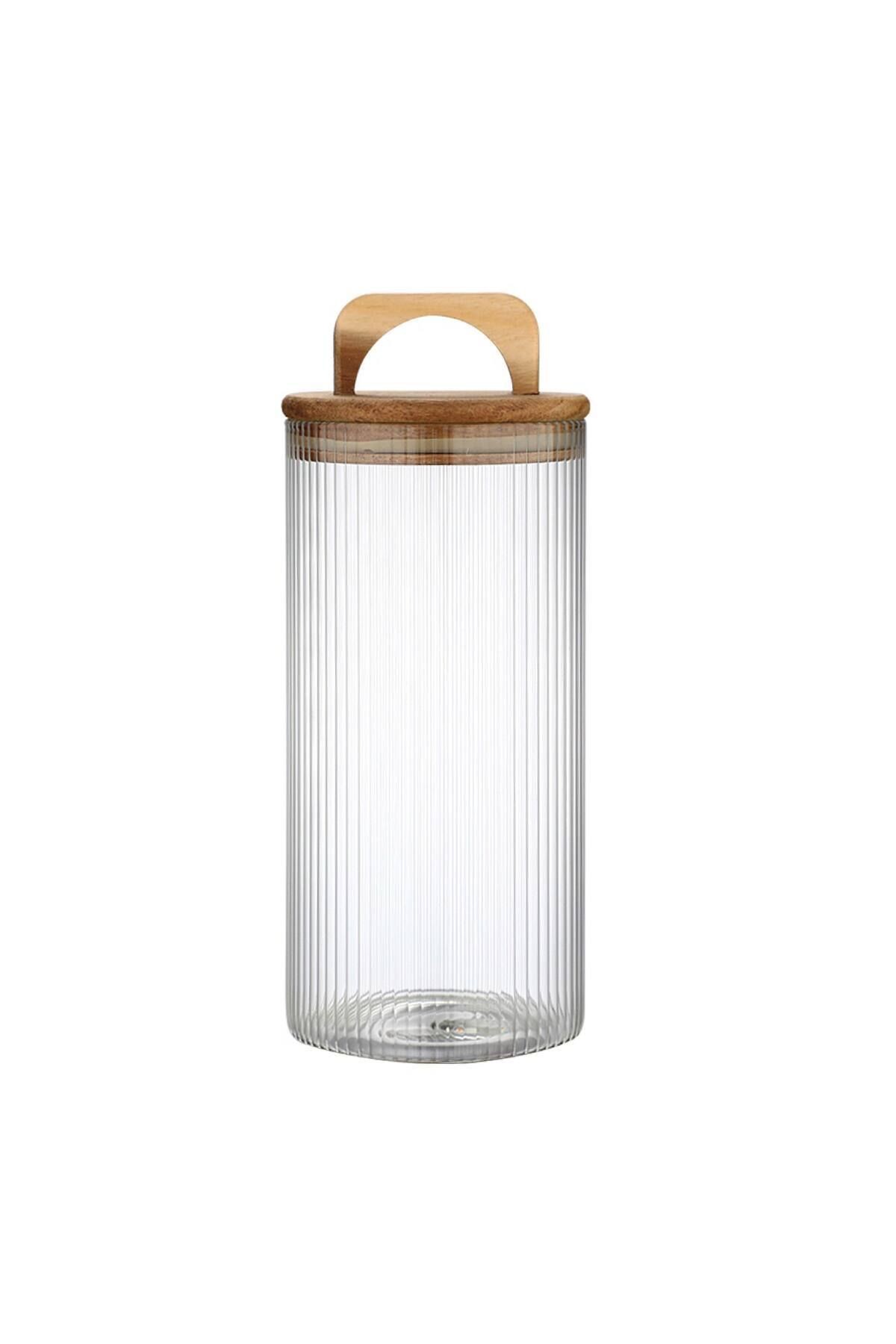 Acacia 700 ml Akasya Vakum Kapak Borosilikat Kare Cam Kavanoz 8.5x15 cm