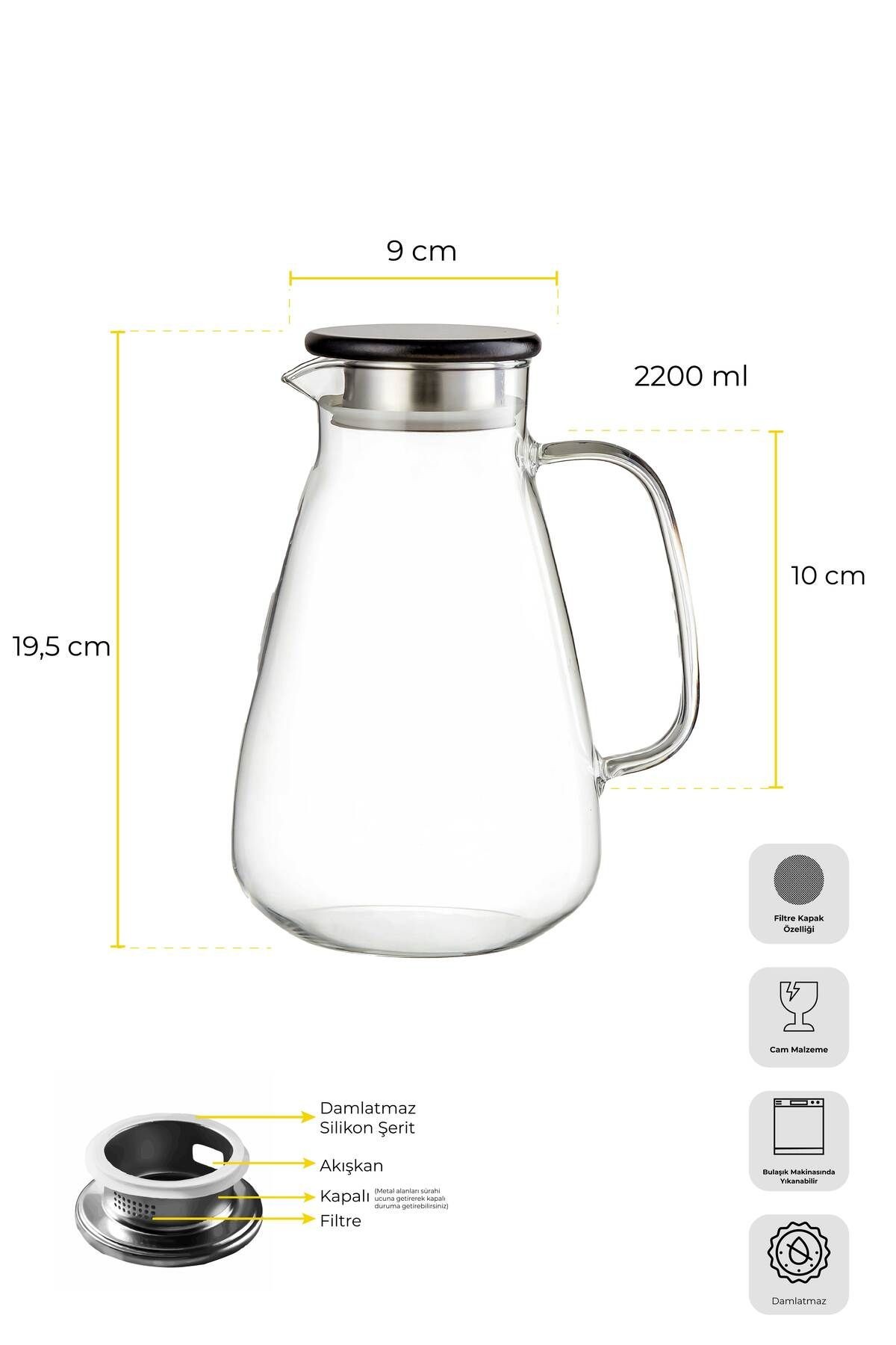 Savio Duru Ahşap Kapaklı Wood Sürahi 2200 ml