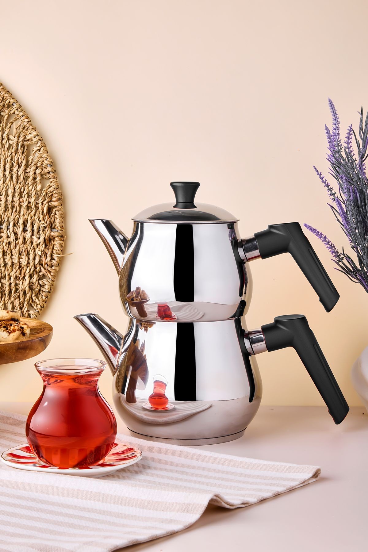 Çaykara Soft Mini Çelik Siyah Çaydanlık Takımı