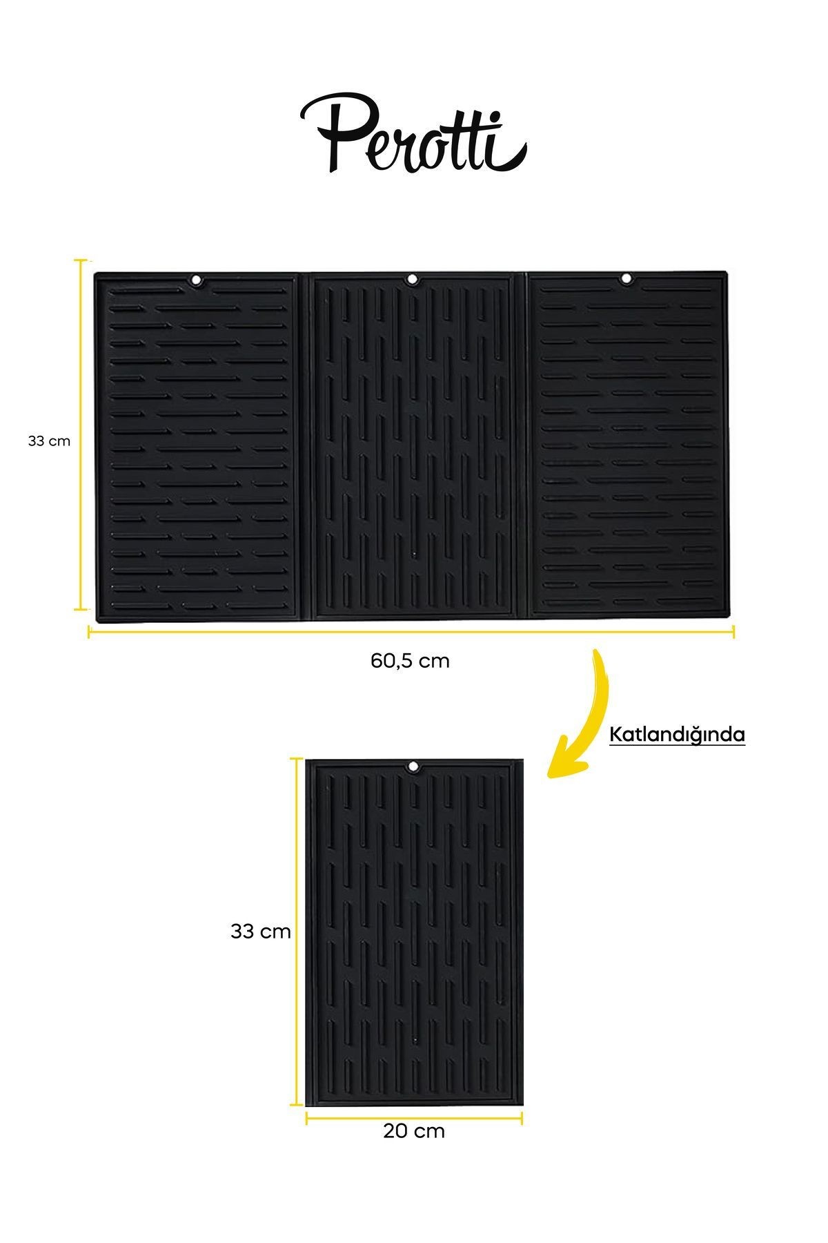 Siyah Silicone Bulaşık Kurutma Matı 60x32 Cm Dev Boy
