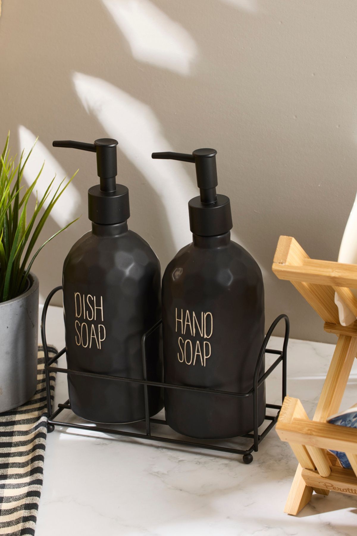 Sapone Black 2'li Standlı Sabunluk