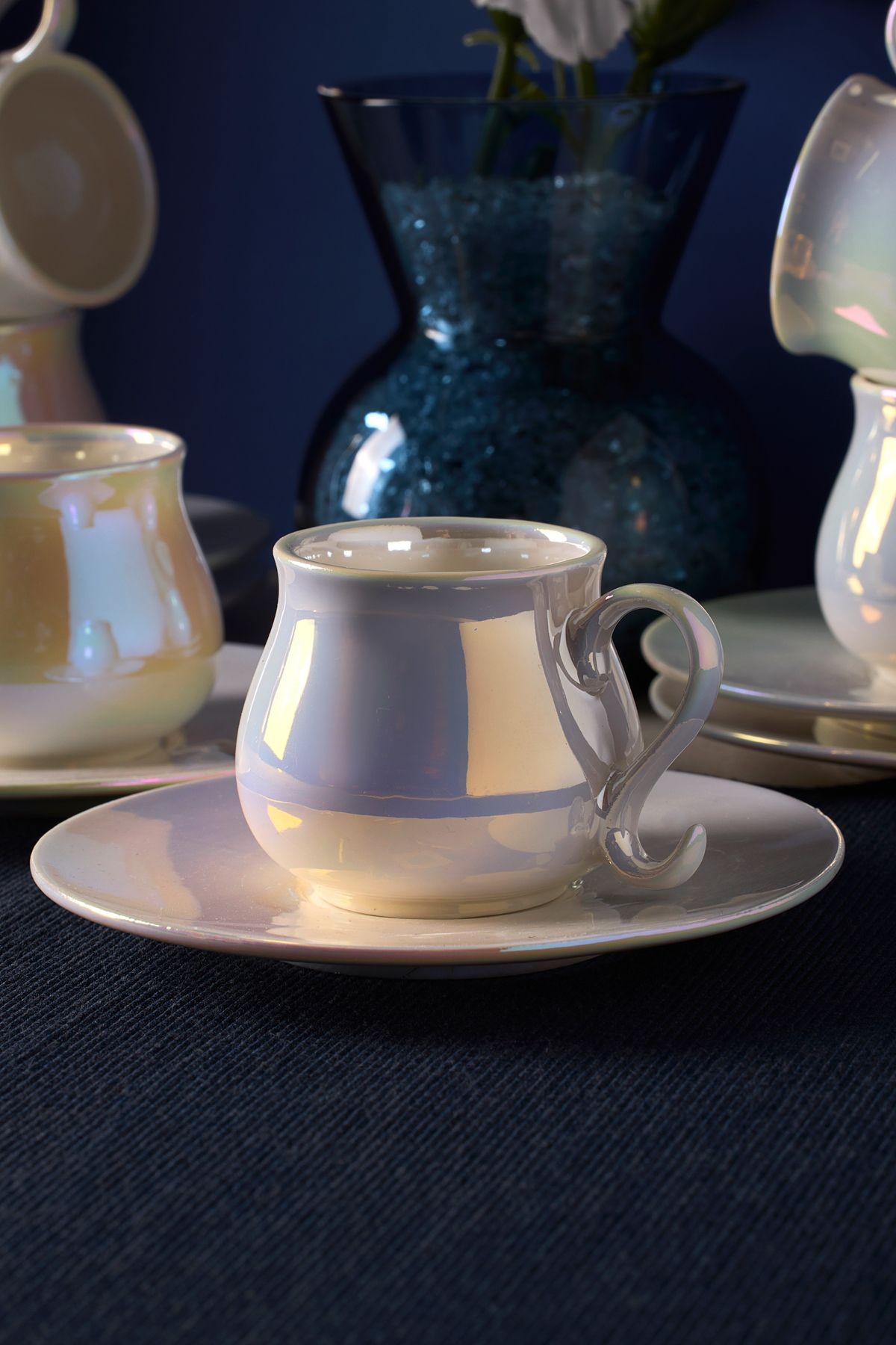 Pearl Porselen Lüster 6 Kişilik Kahve Fincanı Takımı