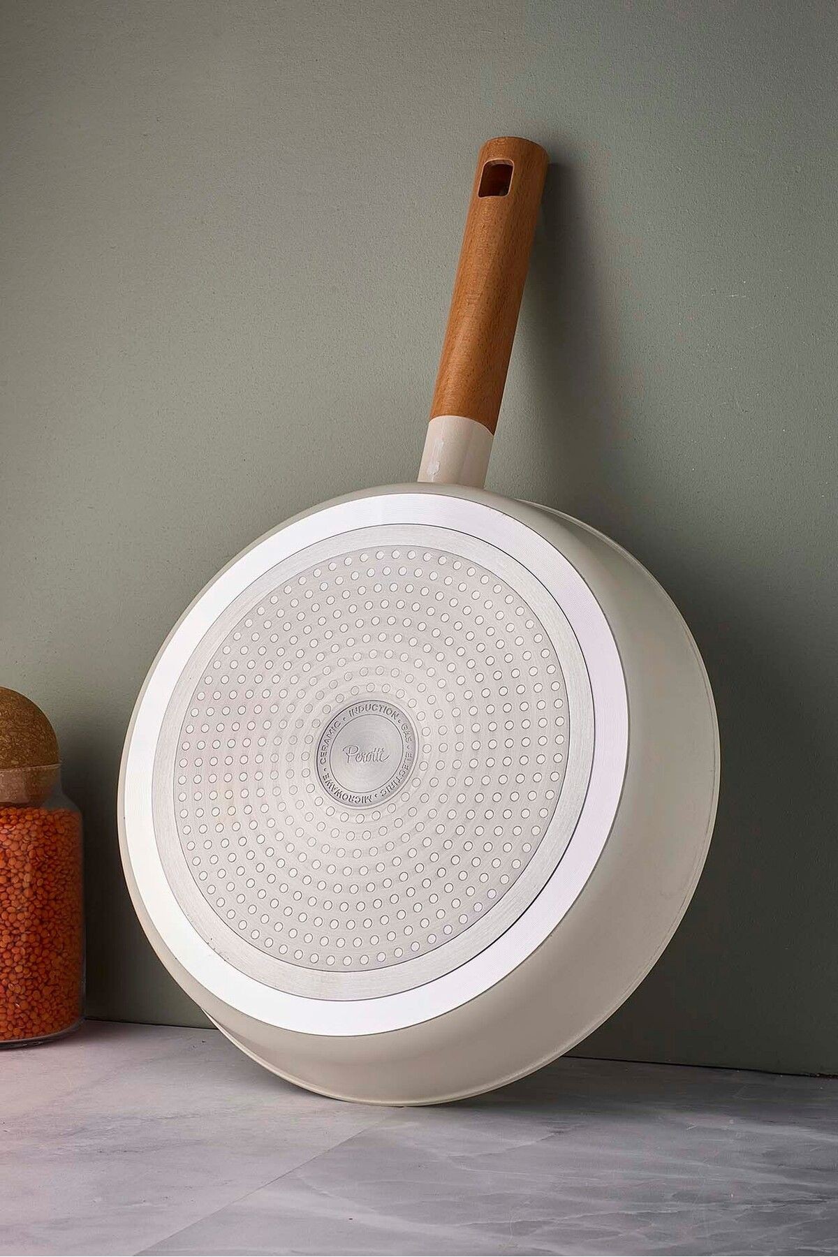 Cookwood Beige 9 Parça Tencere Tava Seti Indüksiyon Tabanlı Ahşap Saplı