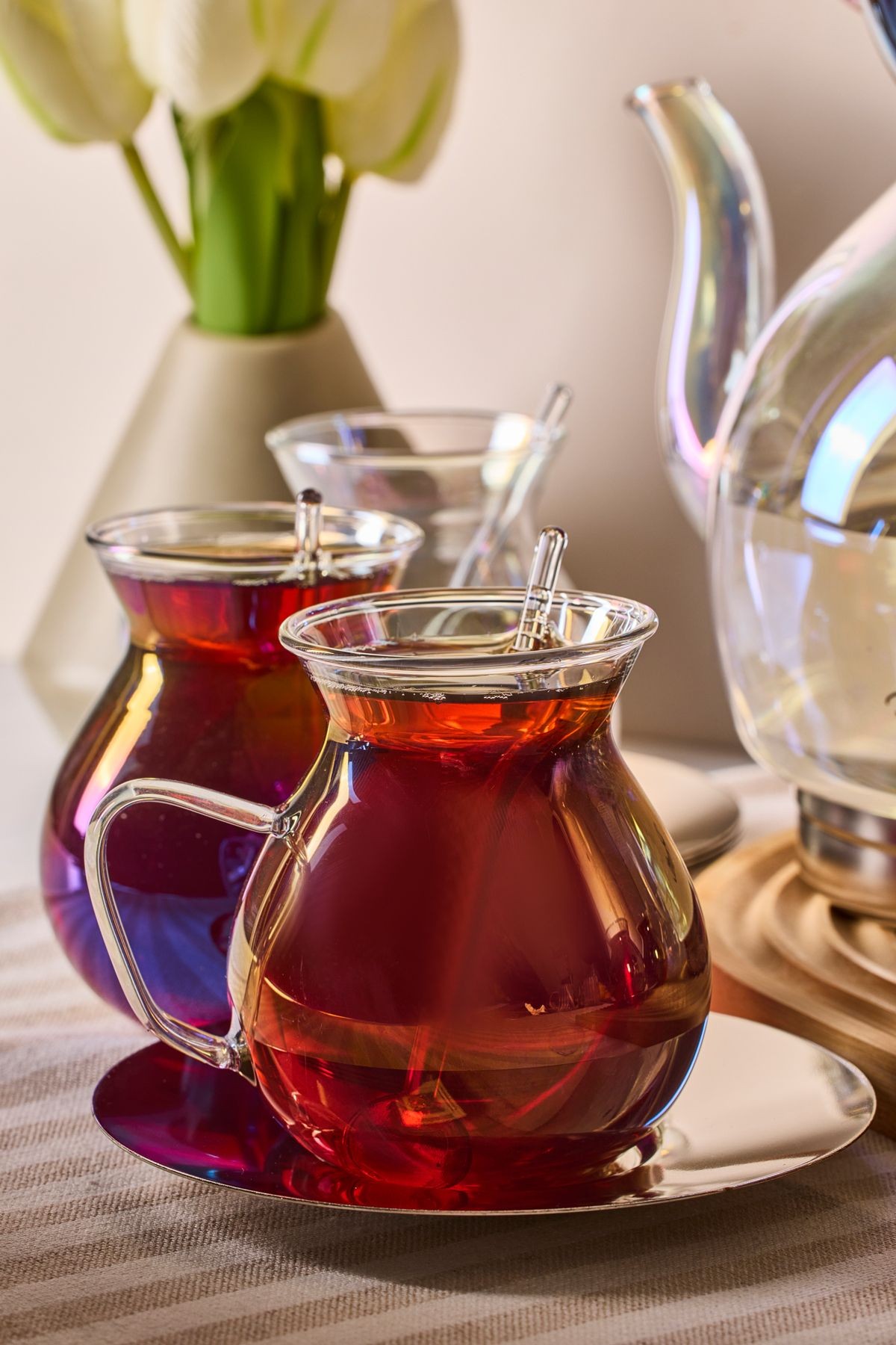 Keyf-i Ala Luster Premium 20 Parça Indüksiyon Tabanlı Borosilikat Çay Seti