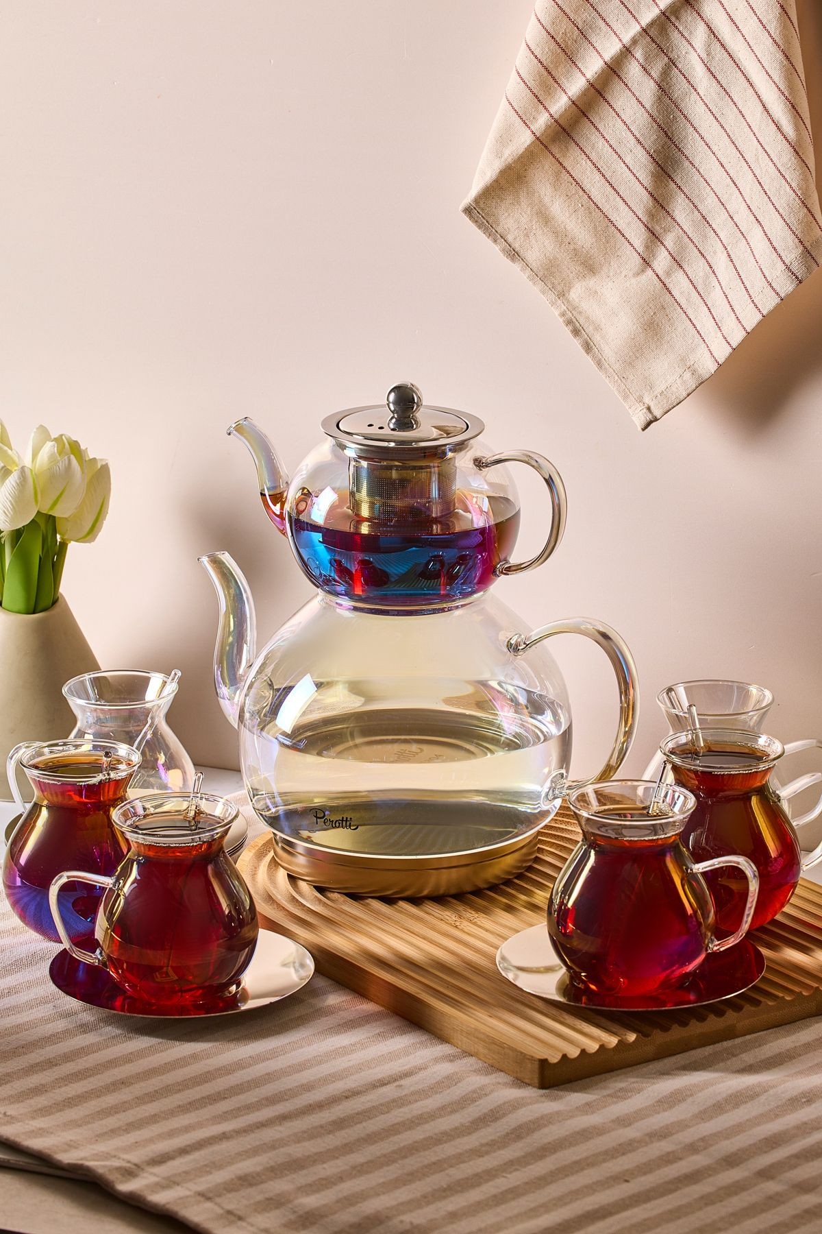 Keyf-i Ala Luster Premium 20 Parça Indüksiyon Tabanlı Borosilikat Çay Seti