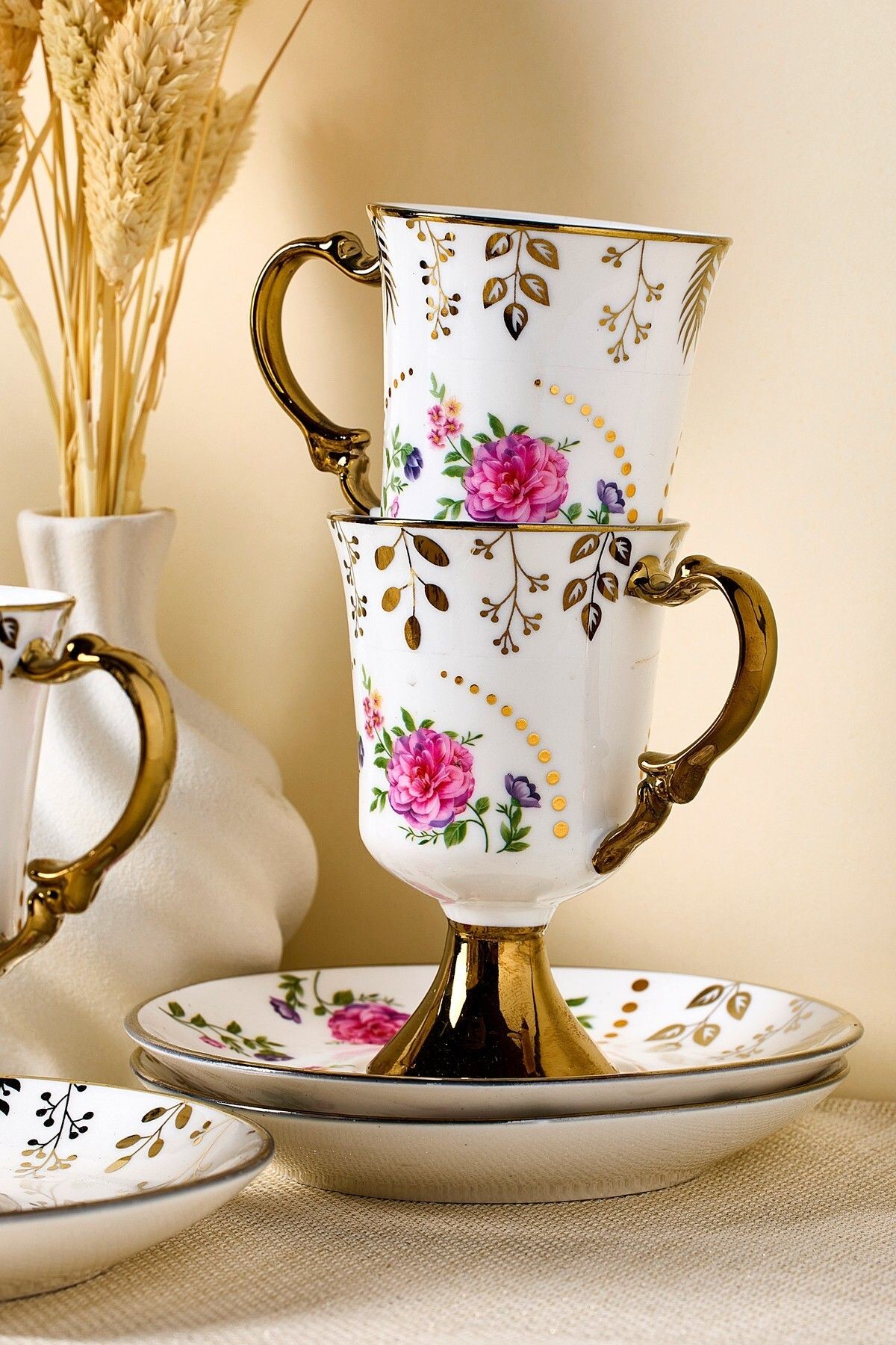 Porselen English Sachet 6 Kişilik Kahve Fincanı