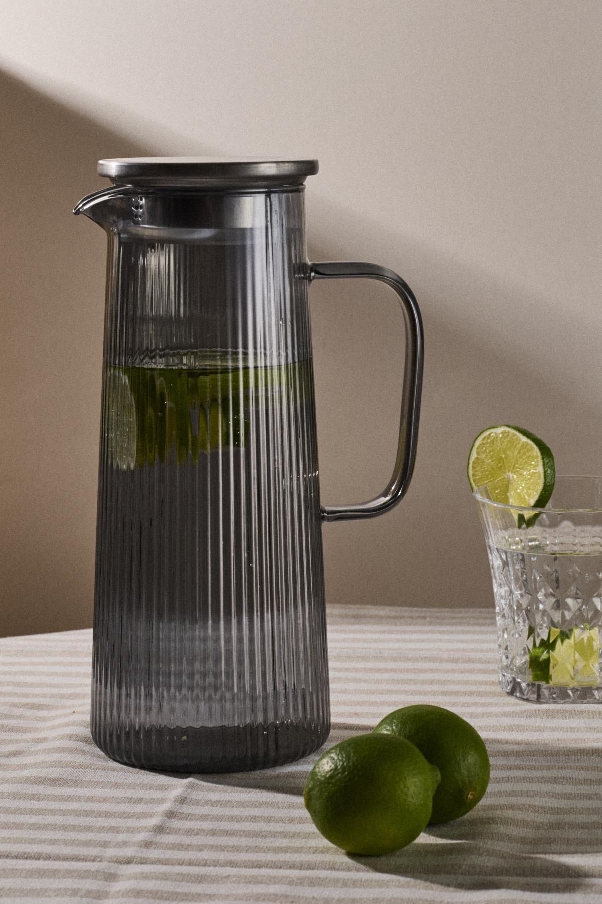 Pina Füme Çizgi Işık Oyunları Filtre Kapaklı Sürahi 1300ml