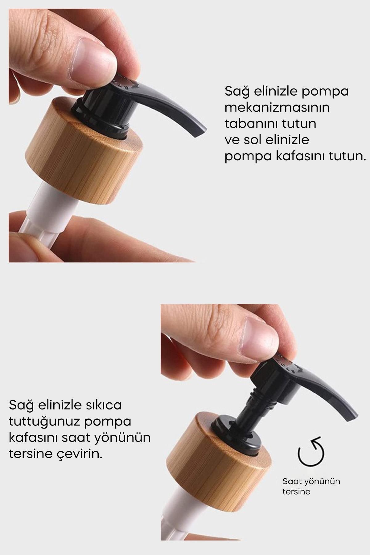 Lotion 2’li Siyah Mutfak Sıvı Sabunluk Seti 500ml 500ml Bambu Tepsili