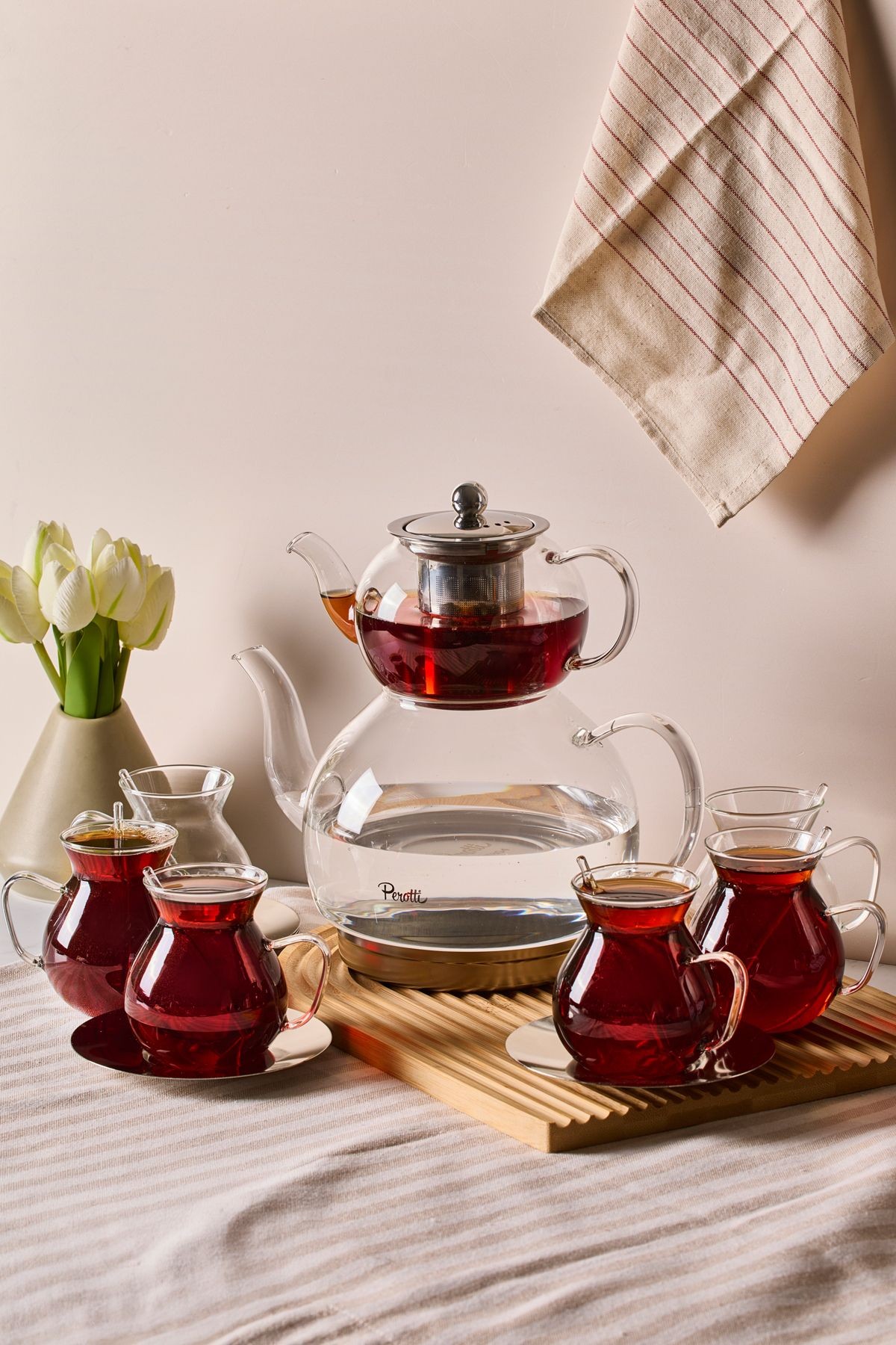 Keyf-i Ala Şeffaf Premium 20 Parça Indüksiyon Tabanlı Borosilikat Çay Seti