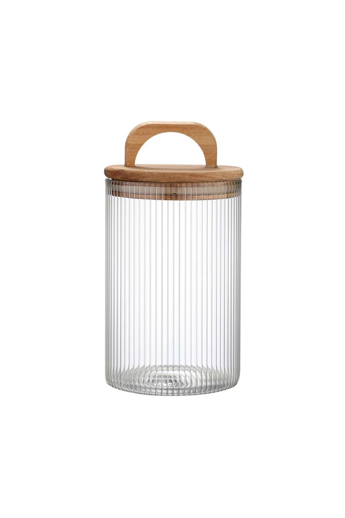 Acacia 580 ml Akasya Vakum Kapak Borosilikat Yuvarlak Cam Kavanoz 8.5x12 Cm