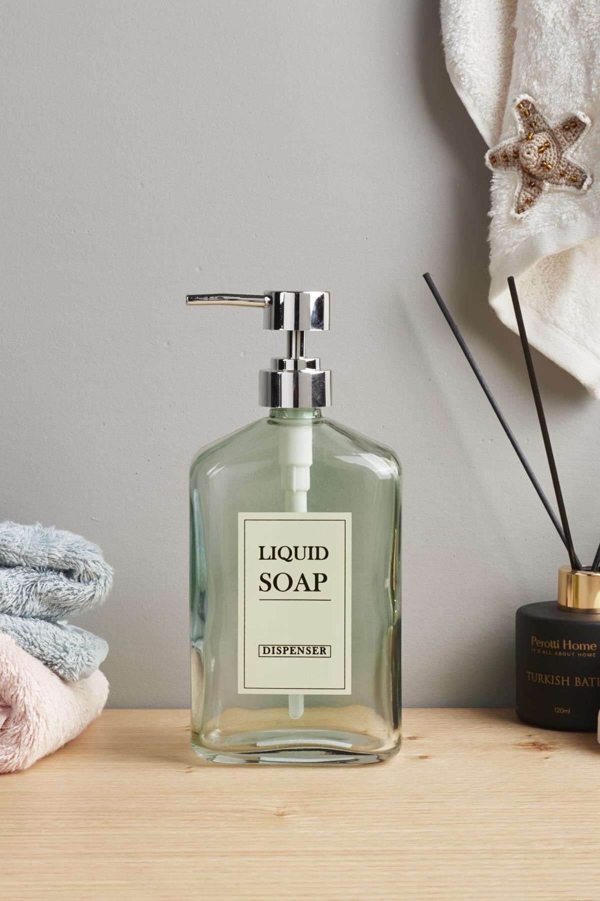lıquıd soap cam sıvı sabunluk yeşil 15739