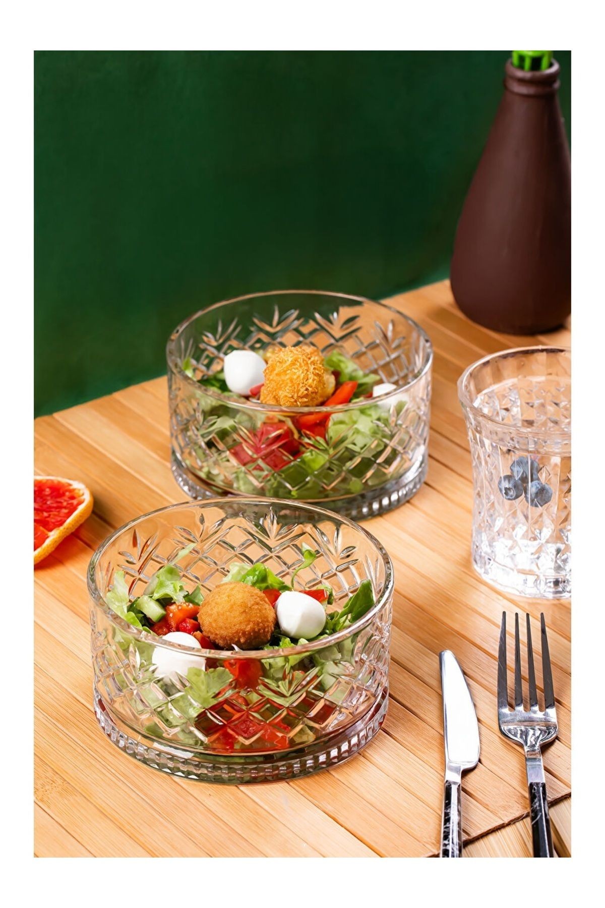 4'lü Cam Çerezlik Ve Salata Kase Büyük Boy 460 ml 12 Cm