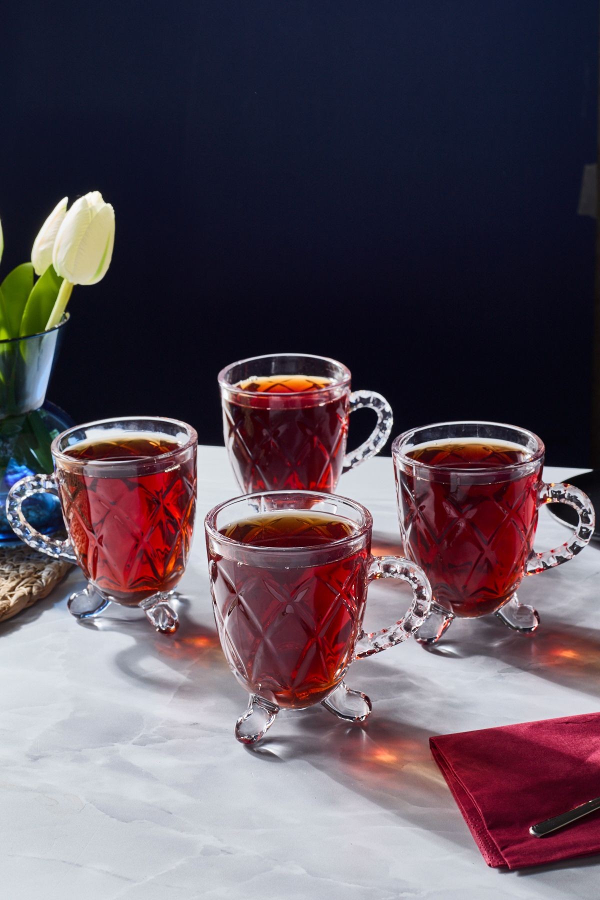 Anthony 4'lü Cam Ayaklı Kulplu Çay Kahve Bardağı 200ml 15720