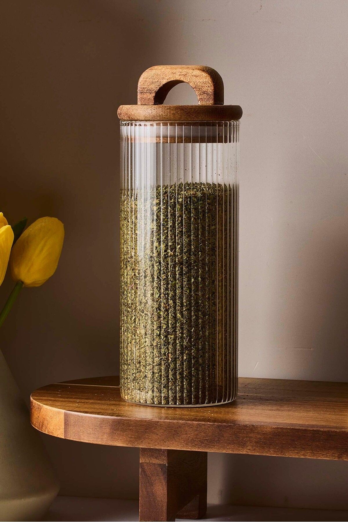 Acacia 320 ml Akasya Vakum Kapak Borosilikat Kare Cam Kavanoz 6.5x15 cm
