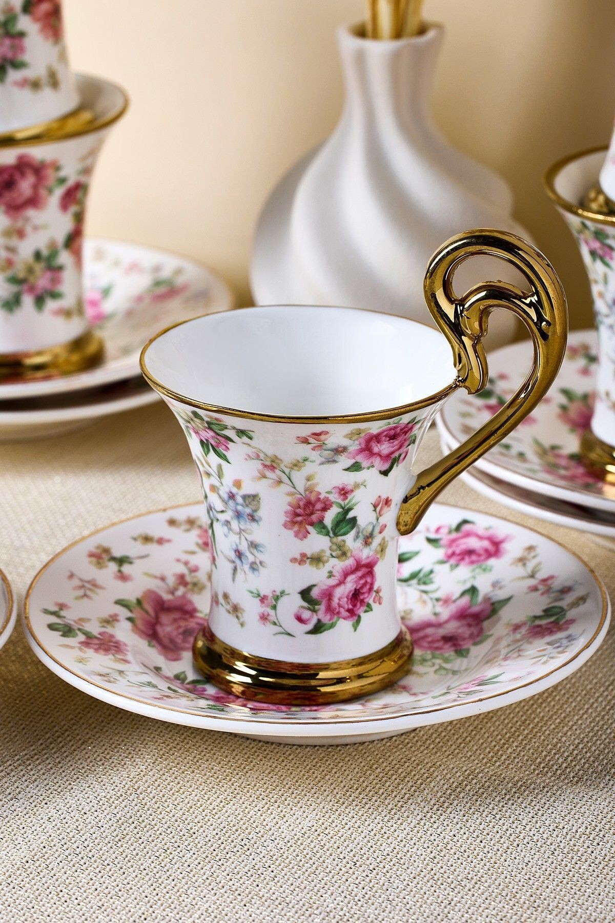 Porselen English Sachet 6 Kişilik Kahve Fincanı