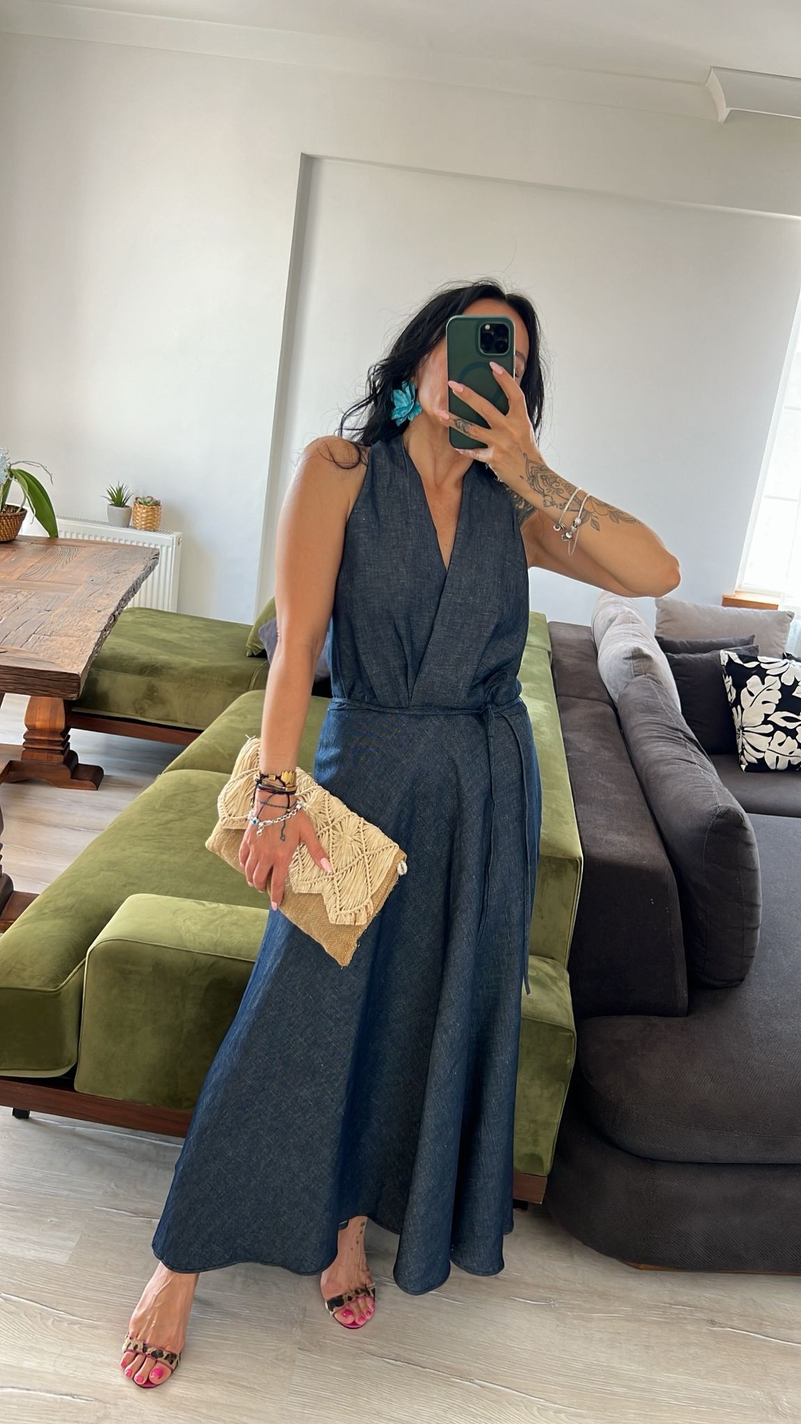 İnce Denim Elbise