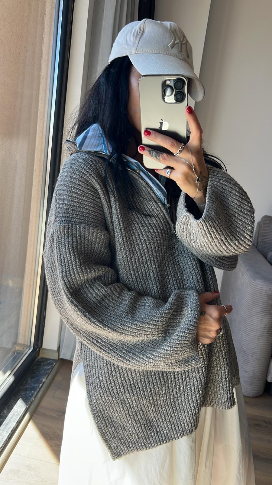 Orj Fermuarlı Kazak 