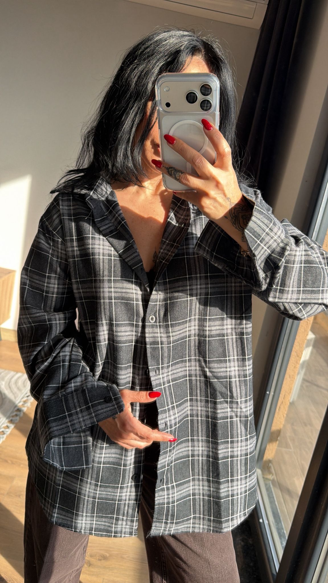 Ekose Gömlek  - Antrasit