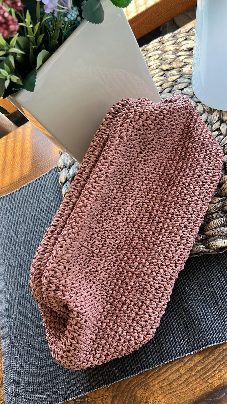 Dokulu Hasır Clutch Çanta 