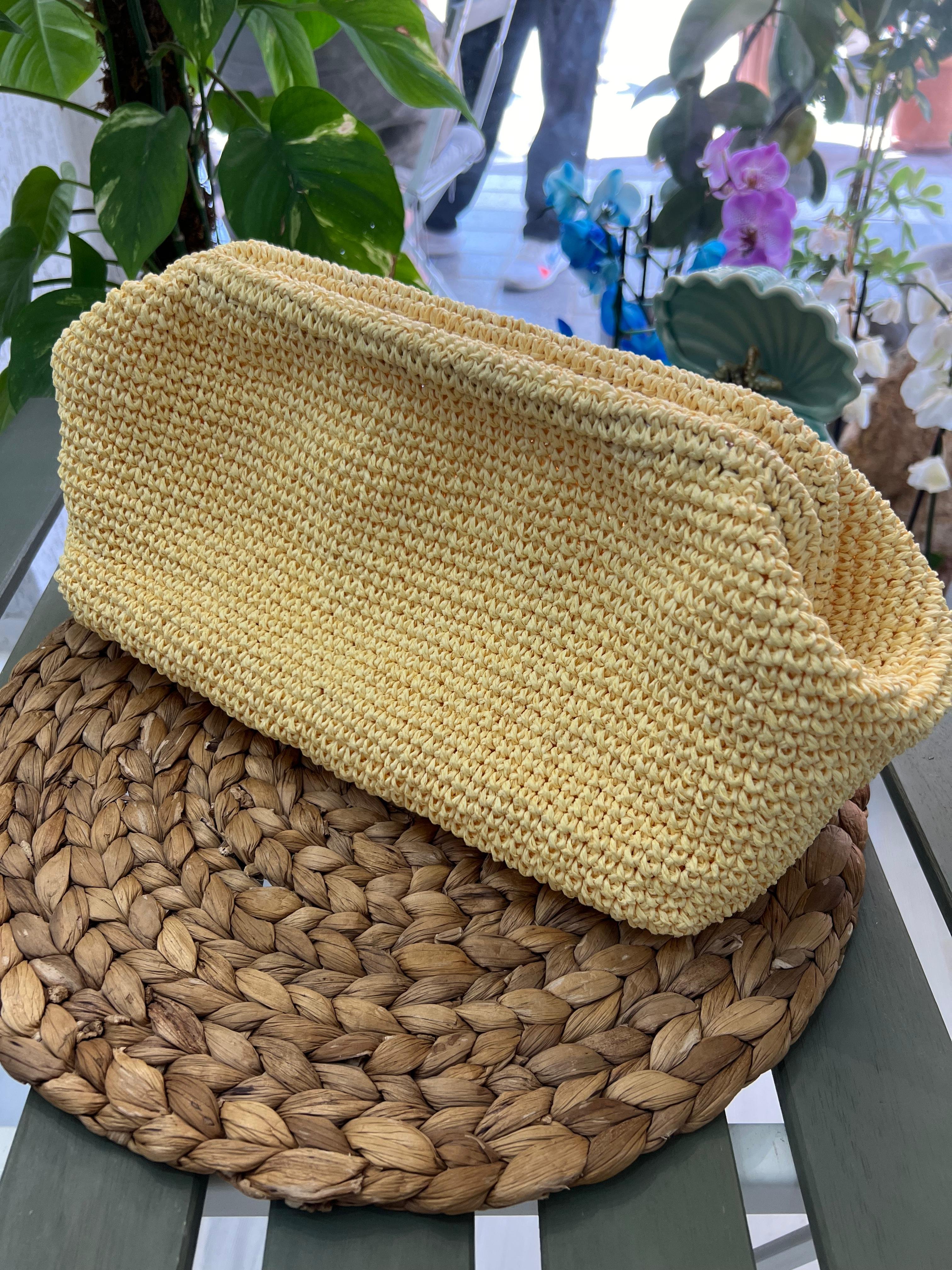Lime Sarı Örgü Clutch Çanta