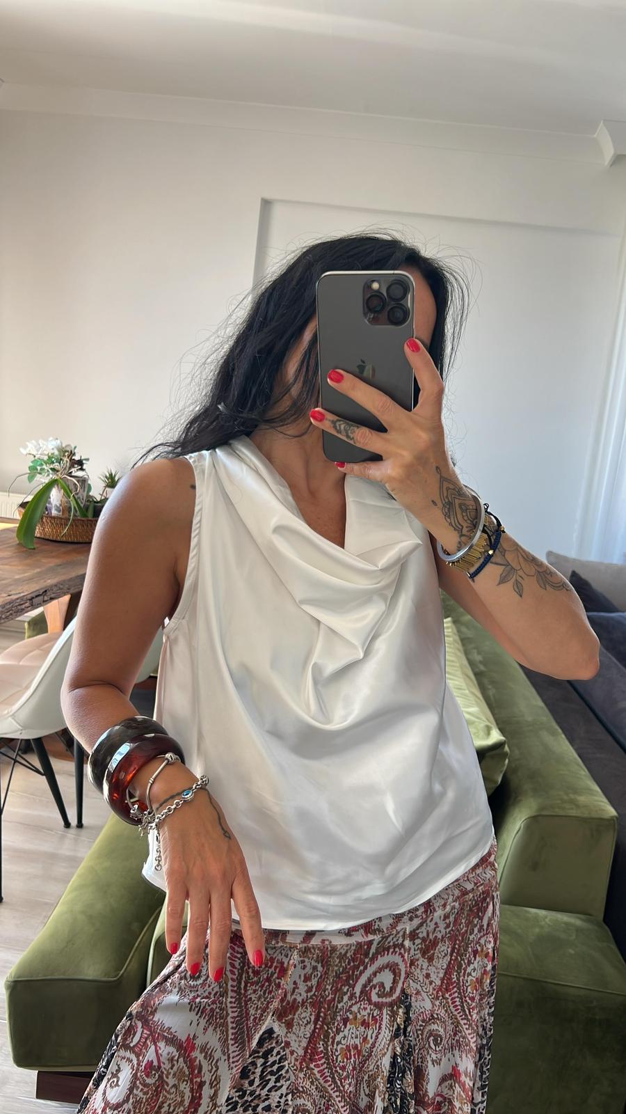 Saten Drape Bluz