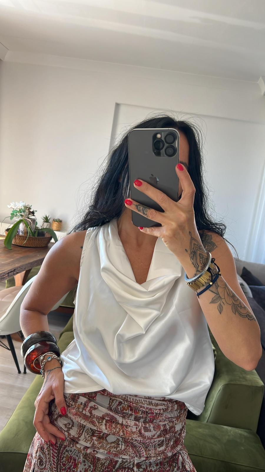 Saten Drape Bluz