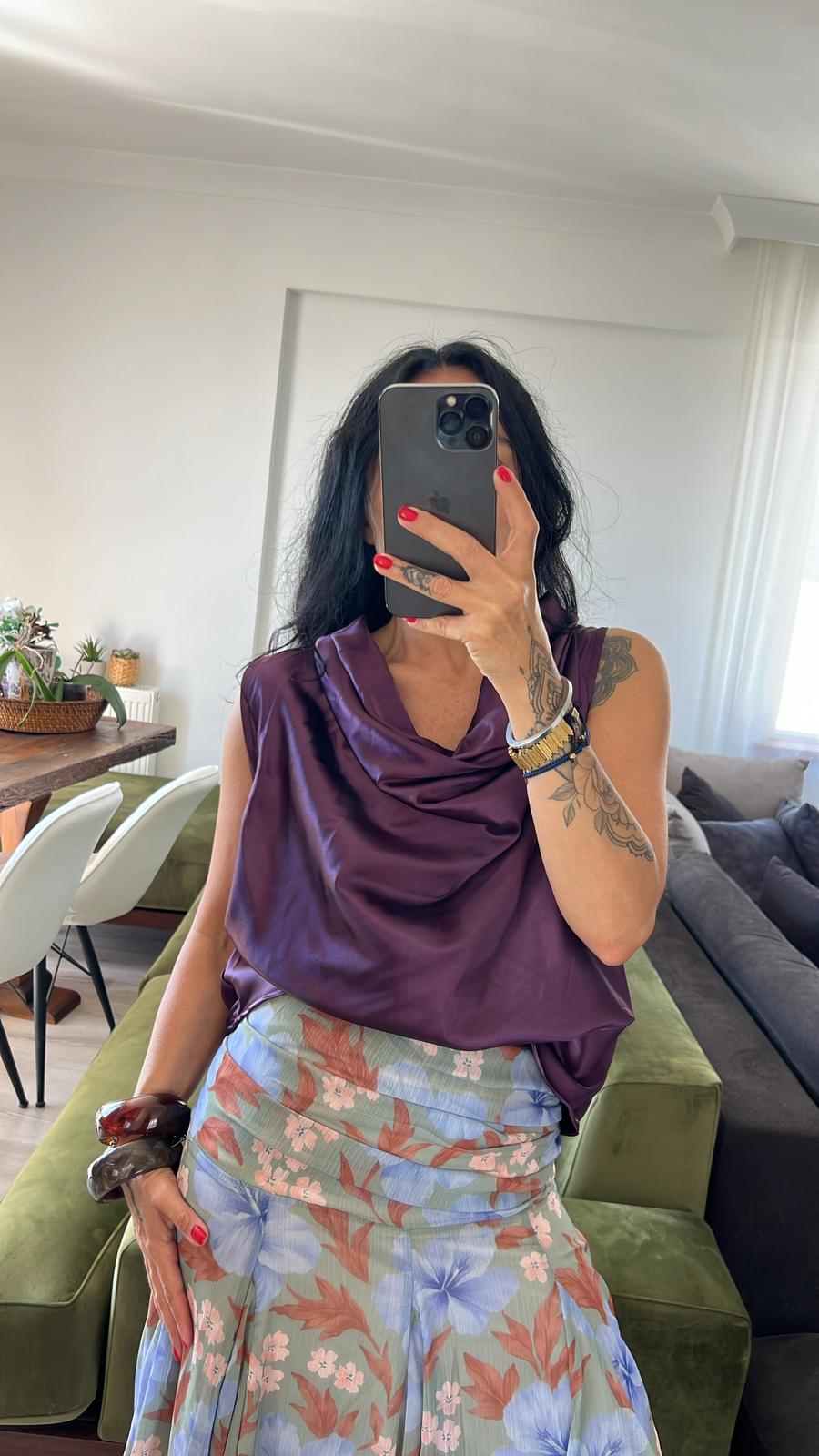 Saten Drape Bluz