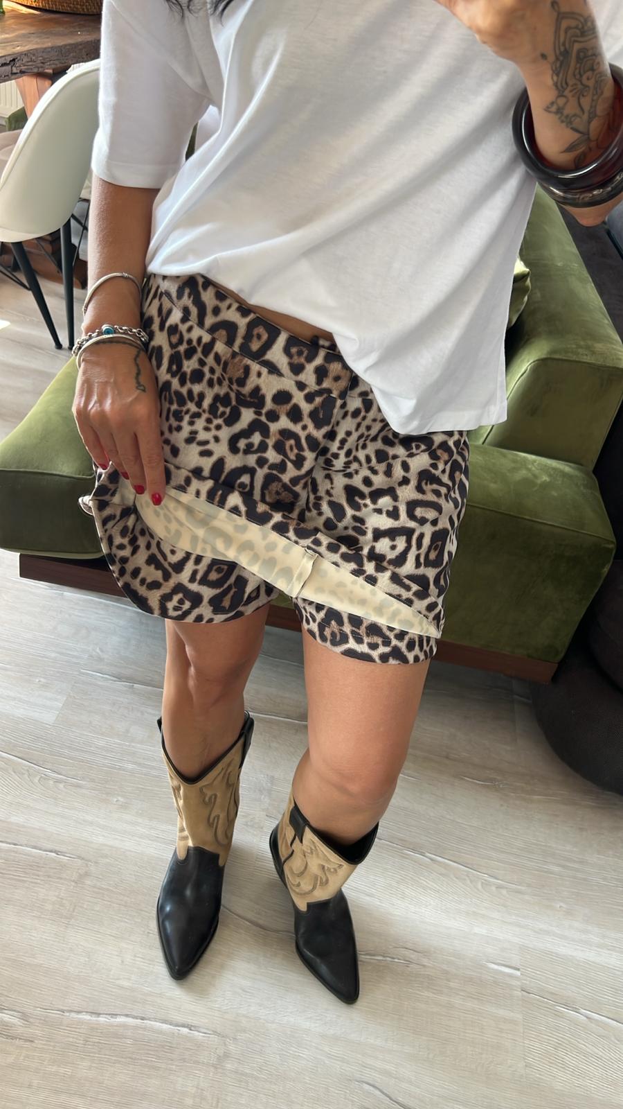 Leopar Desen Süet Etek