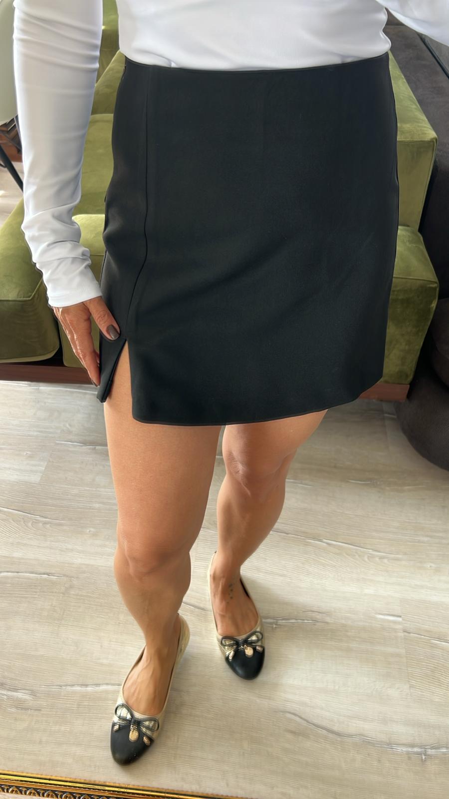 Zr Model Yırtmaçlı Şort Etek - Siyah