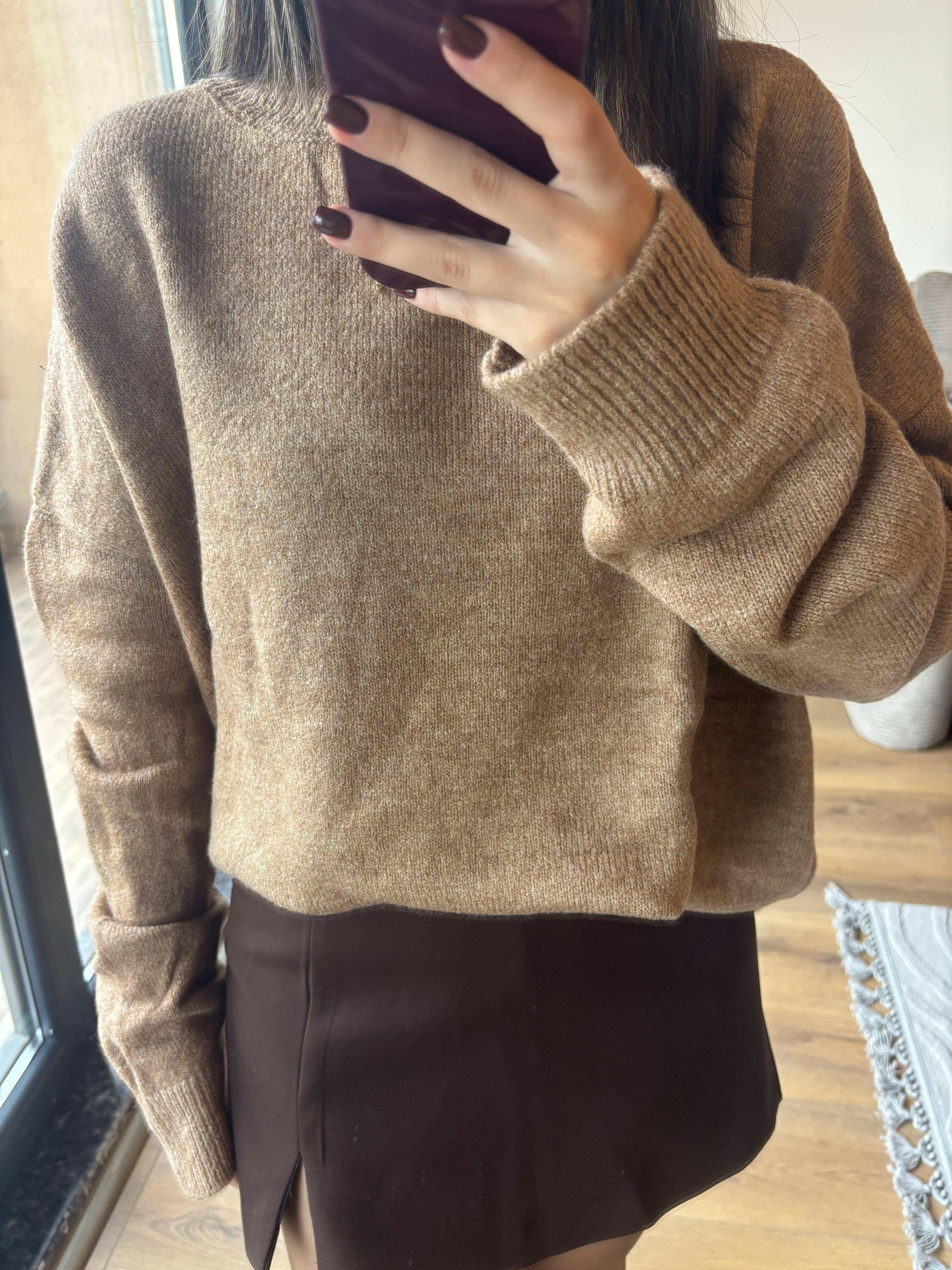 Bisiklet Yaka Salaş Triko Kazak