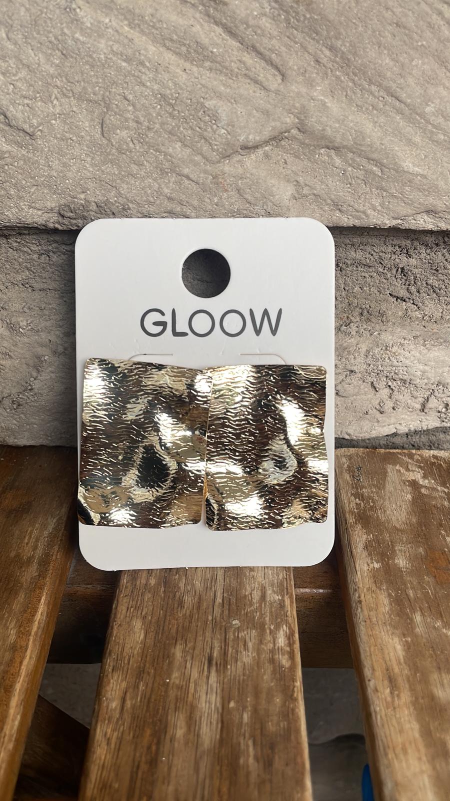 Gold Dikdörtgen Plaka Küpe