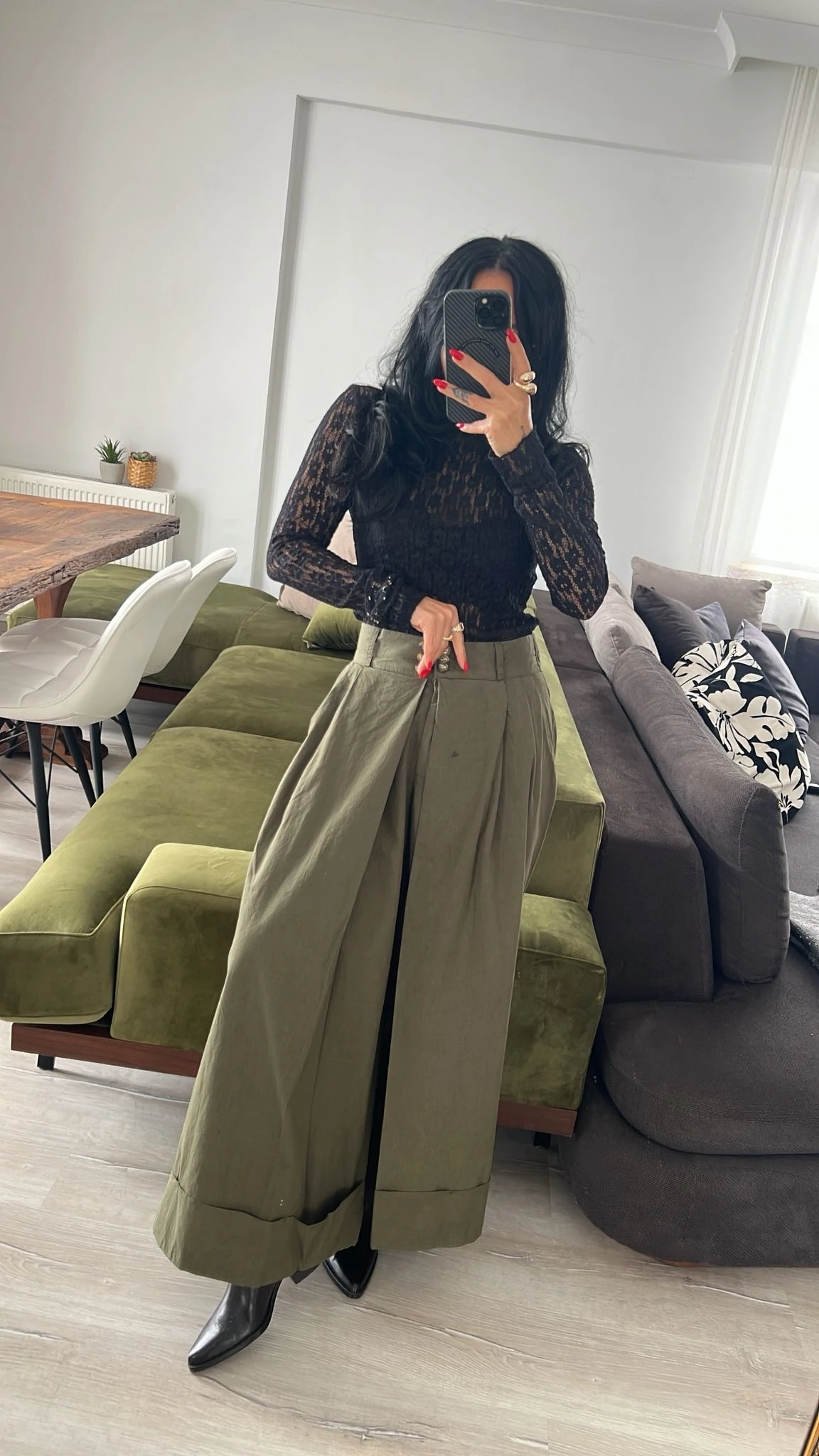 Kalın Duble Paça Haki Pantolon