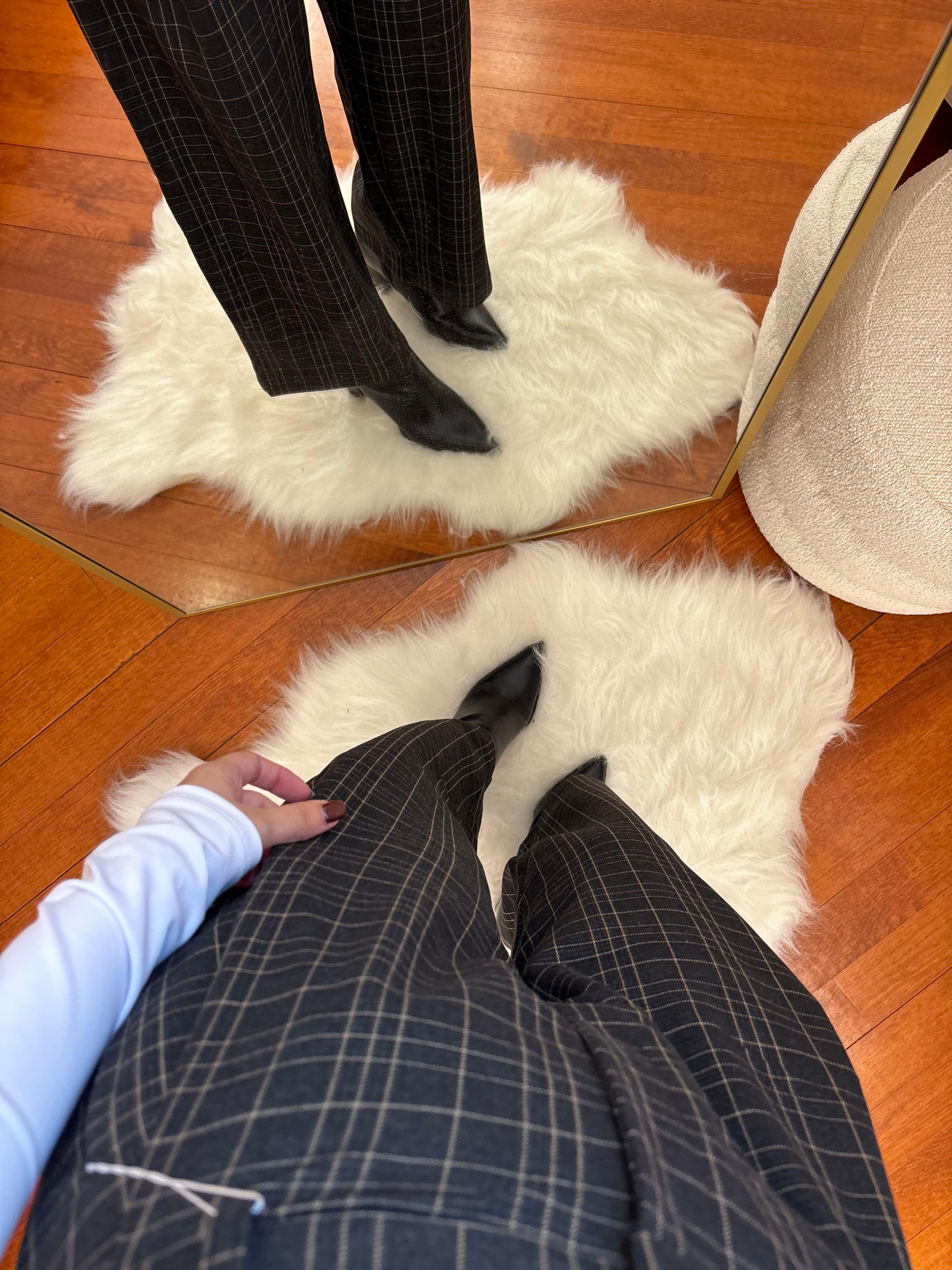 Ekose Desenli Geniş Paça Pantolon