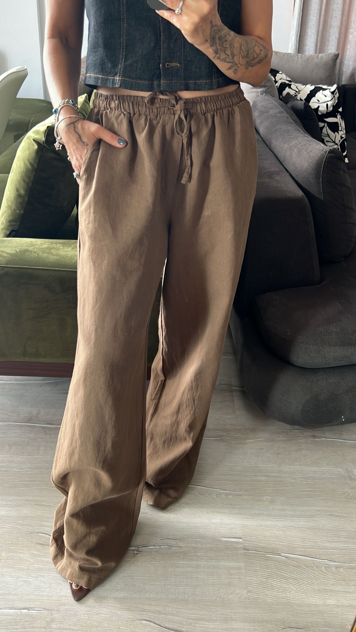 Bağcıklı Keten Pantolon