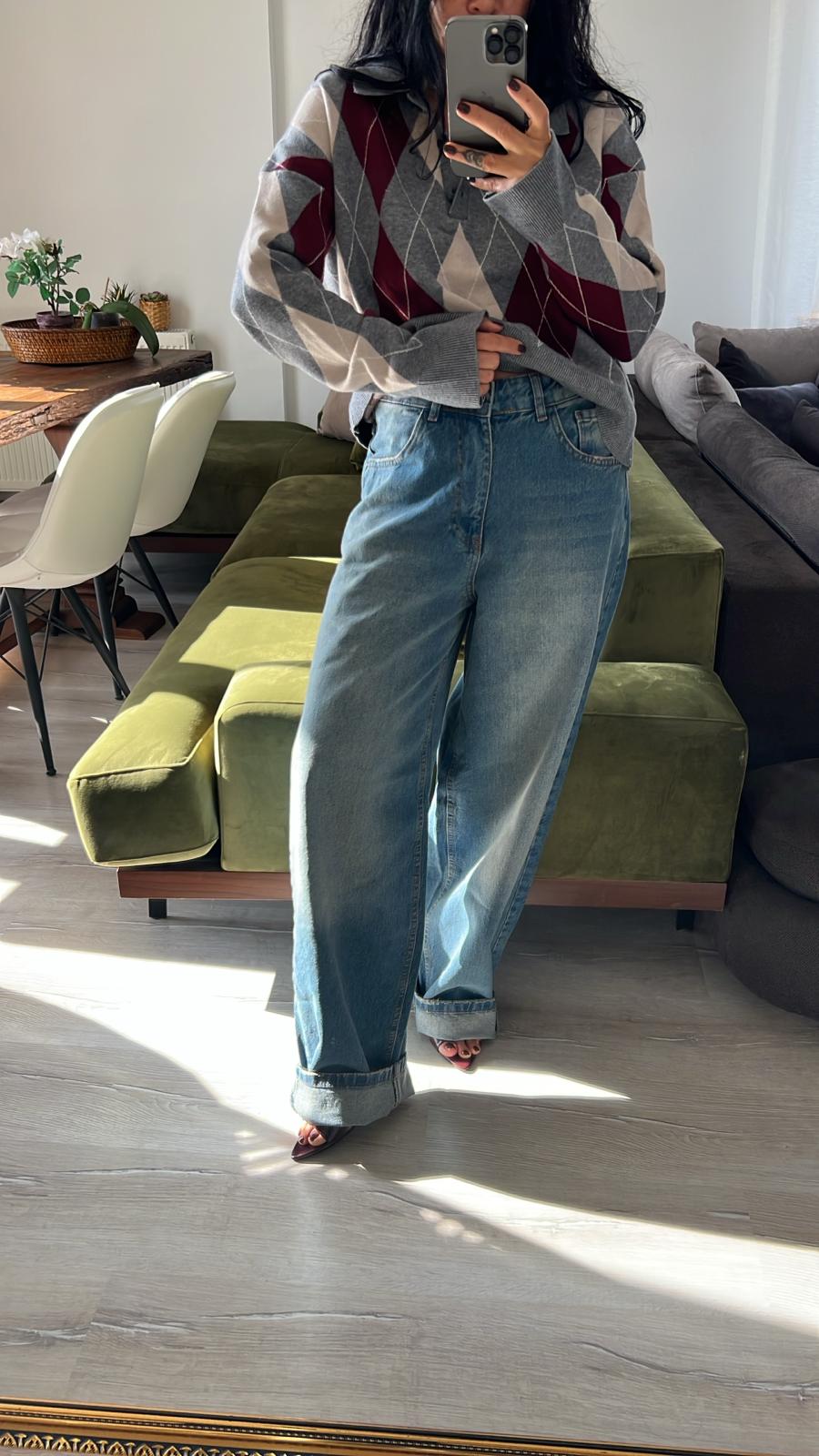 Mavi Kar Yıkamalı Baggy Jean 