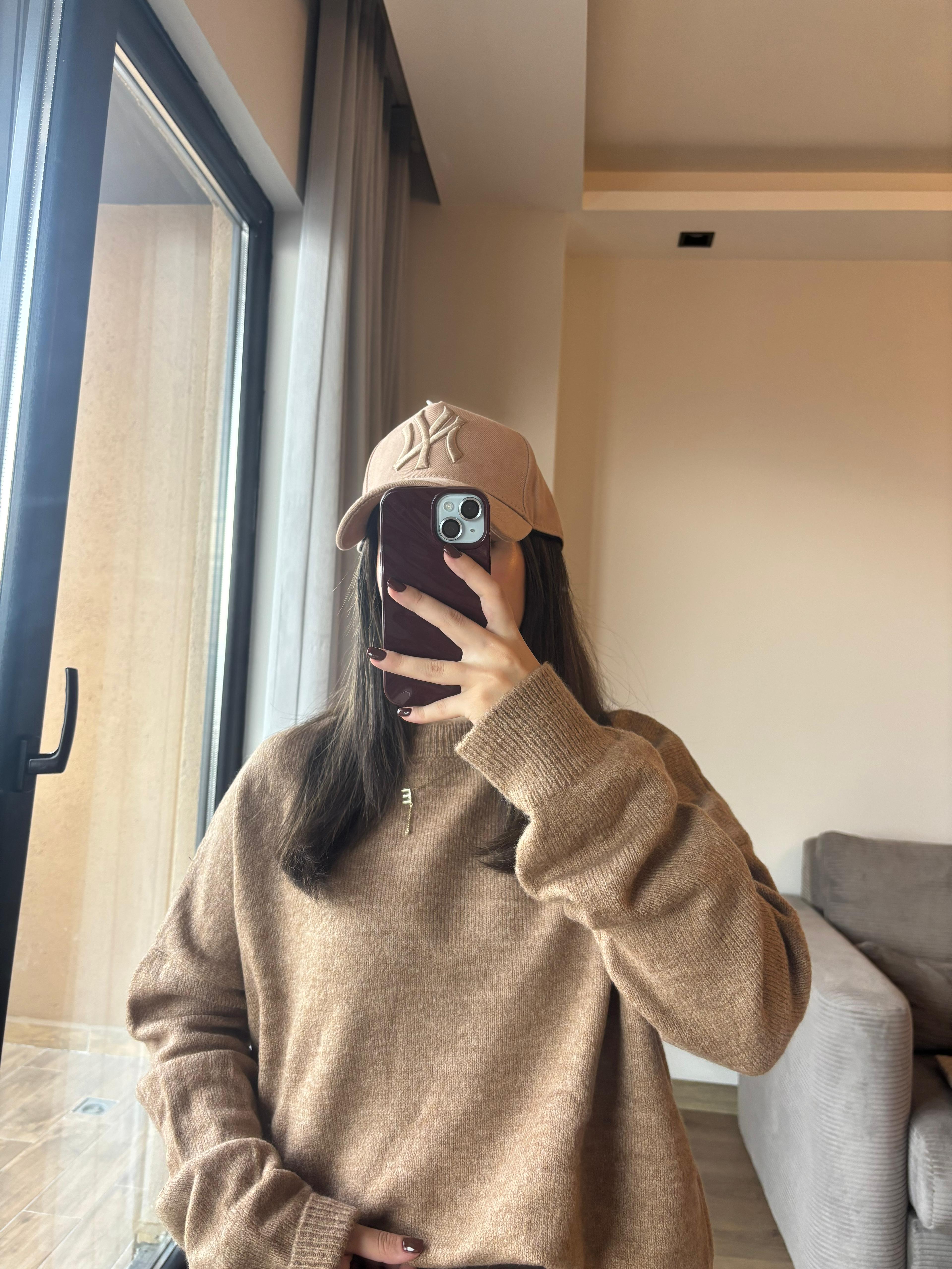 Bisiklet Yaka Salaş Triko Kazak