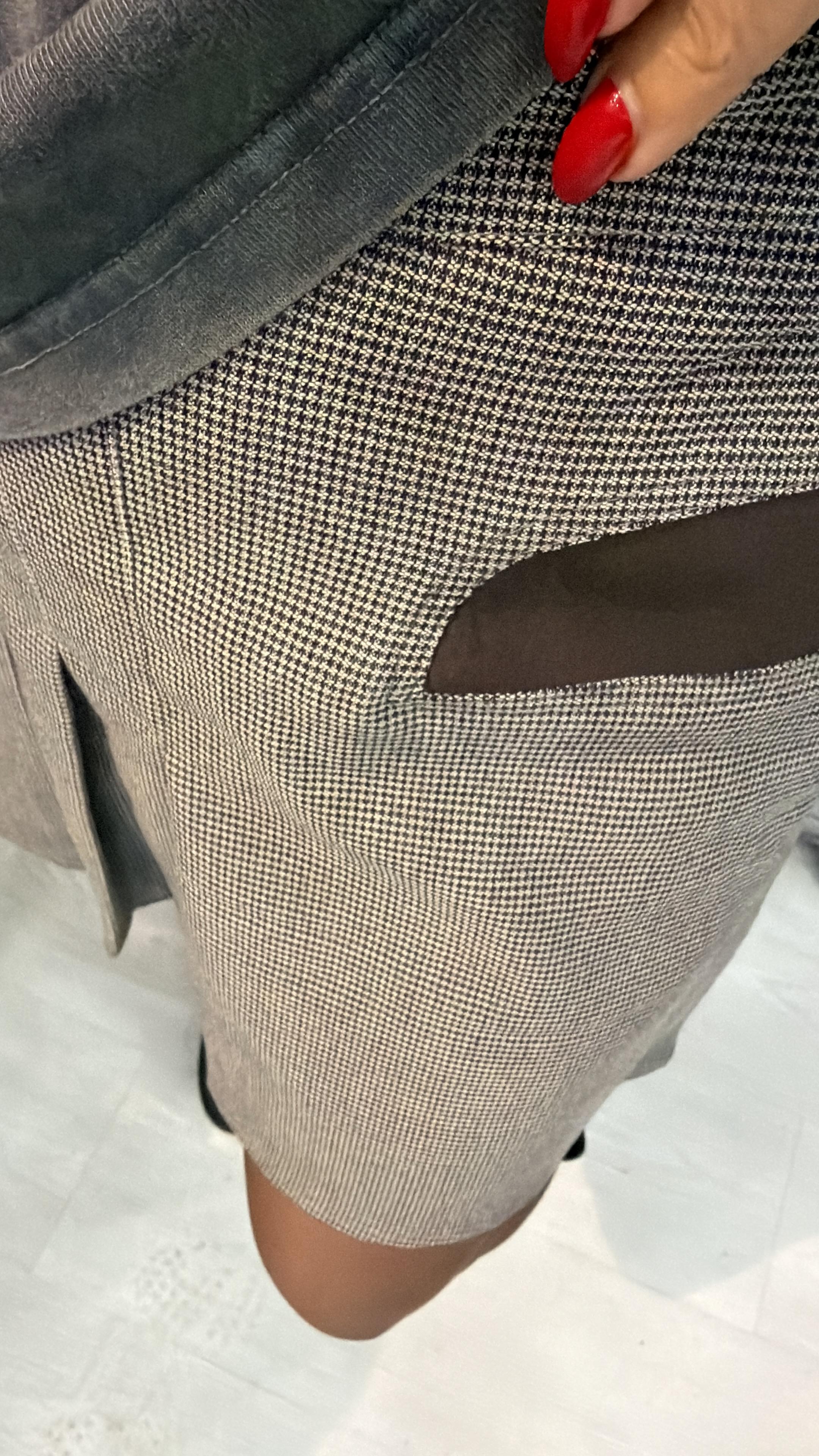 Deri Garnili Pötikareli Mini Etek 