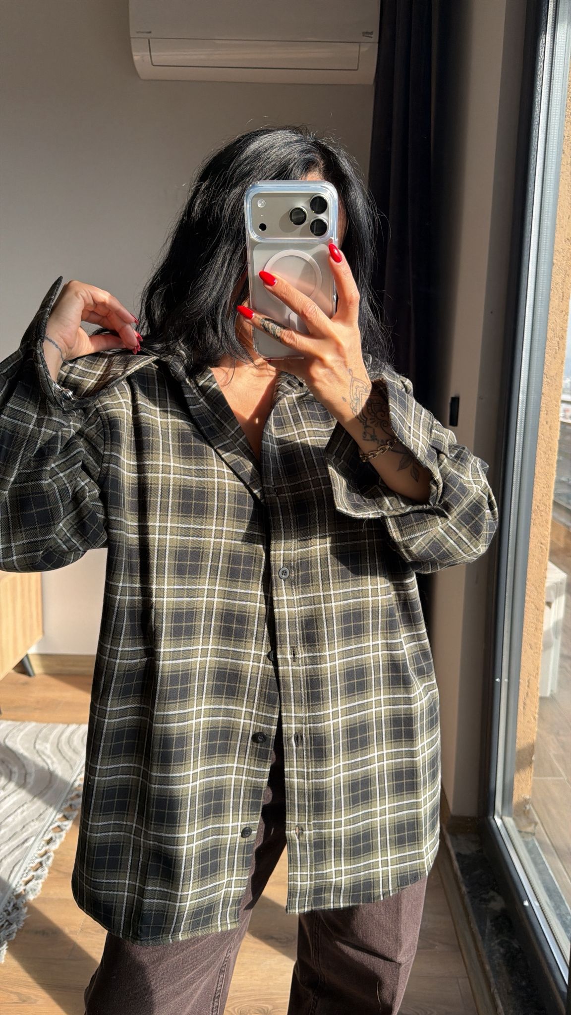 Ekose Gömlek  - Haki