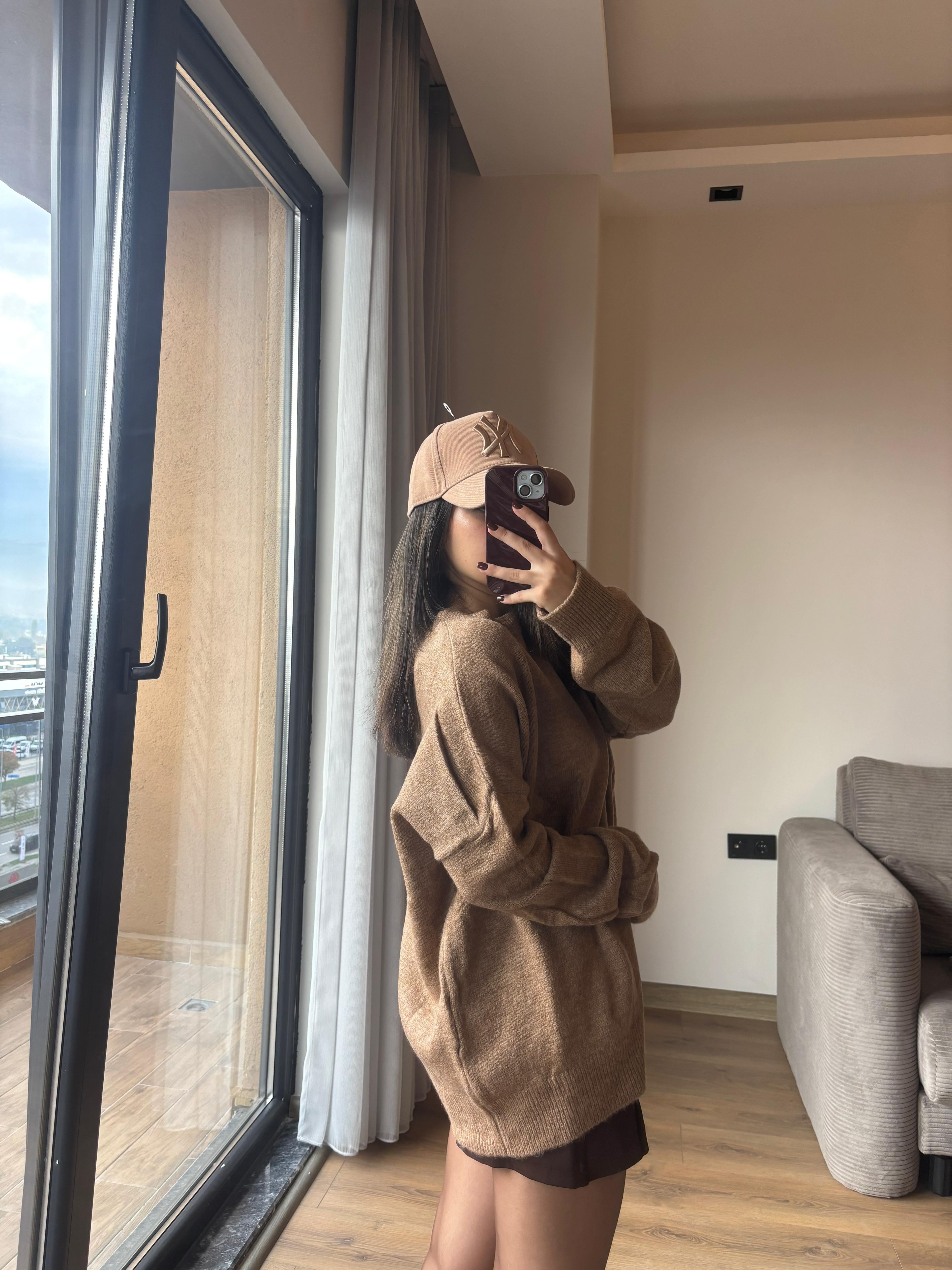 Bisiklet Yaka Salaş Triko Kazak