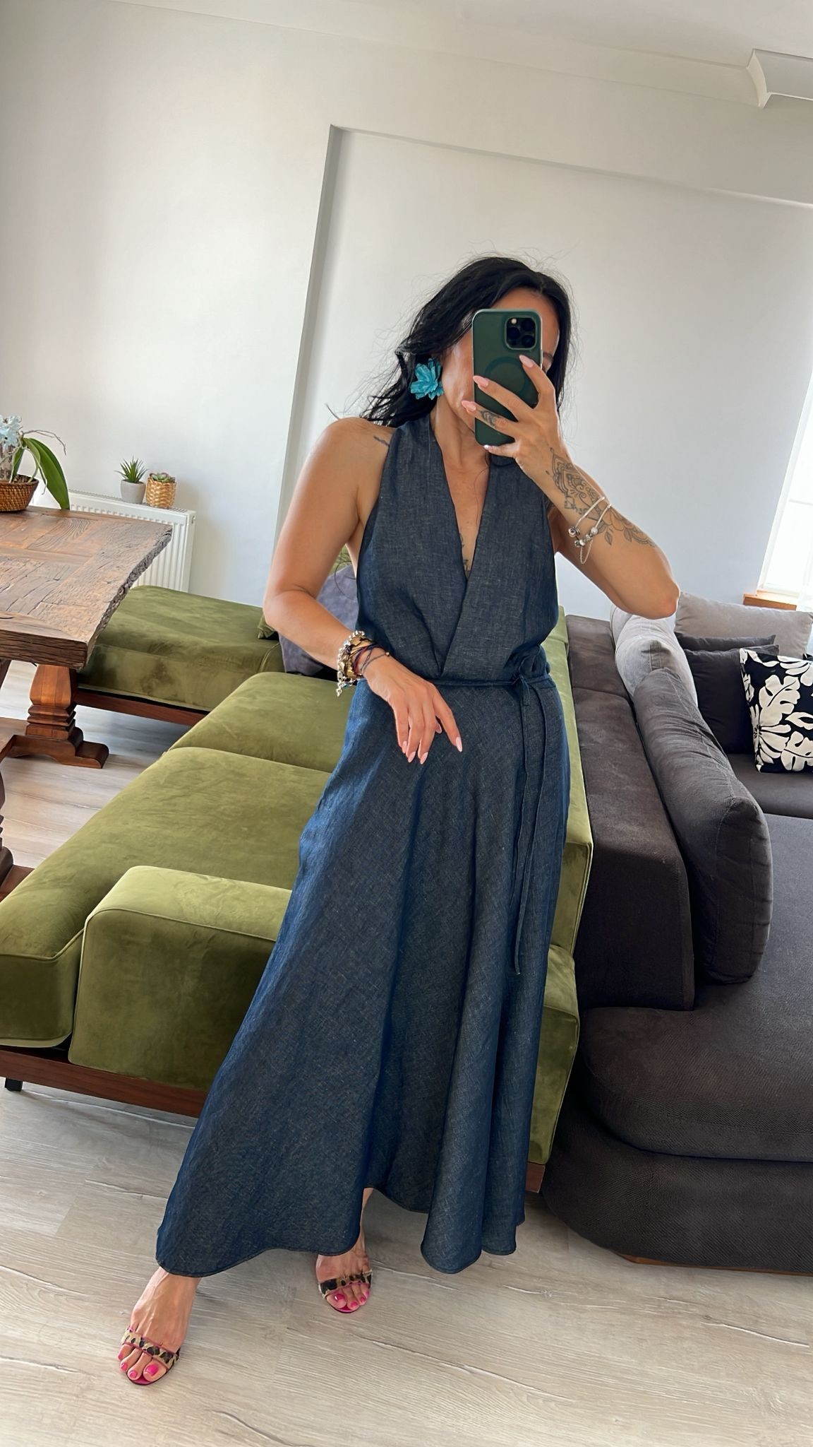 İnce Denim Elbise