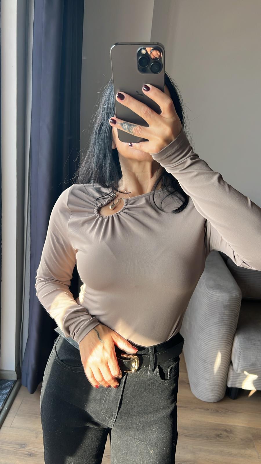 Zr Gold Tokalı Büzgülü Bodysuit