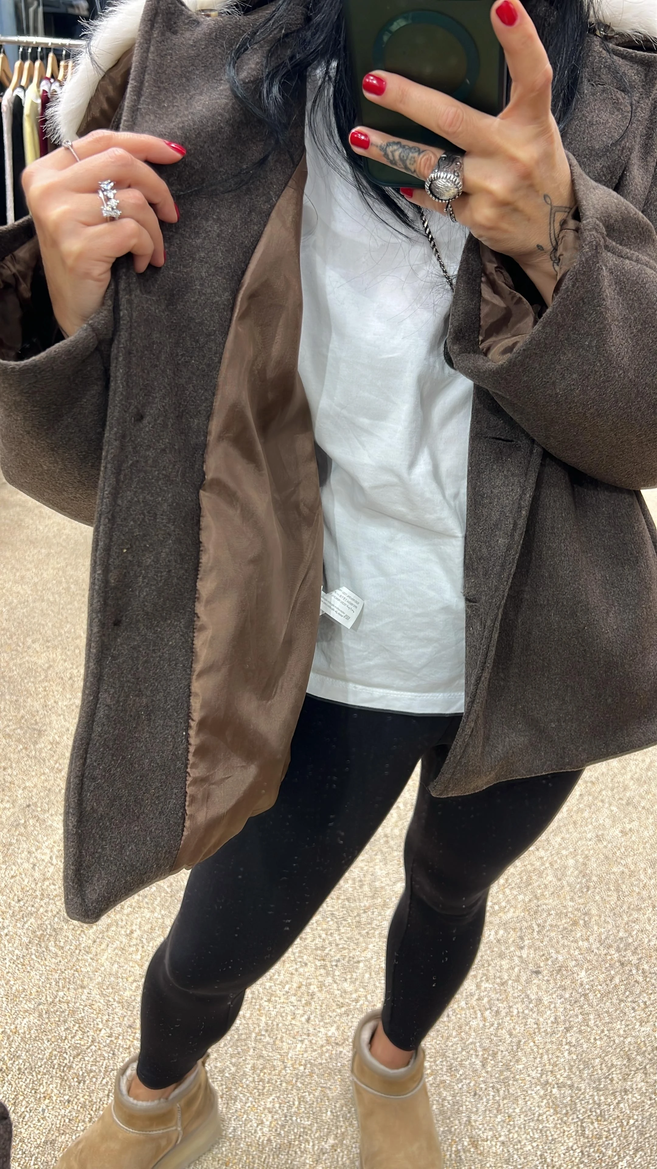 ZR Yakası Kürklü Kaşe Kaban