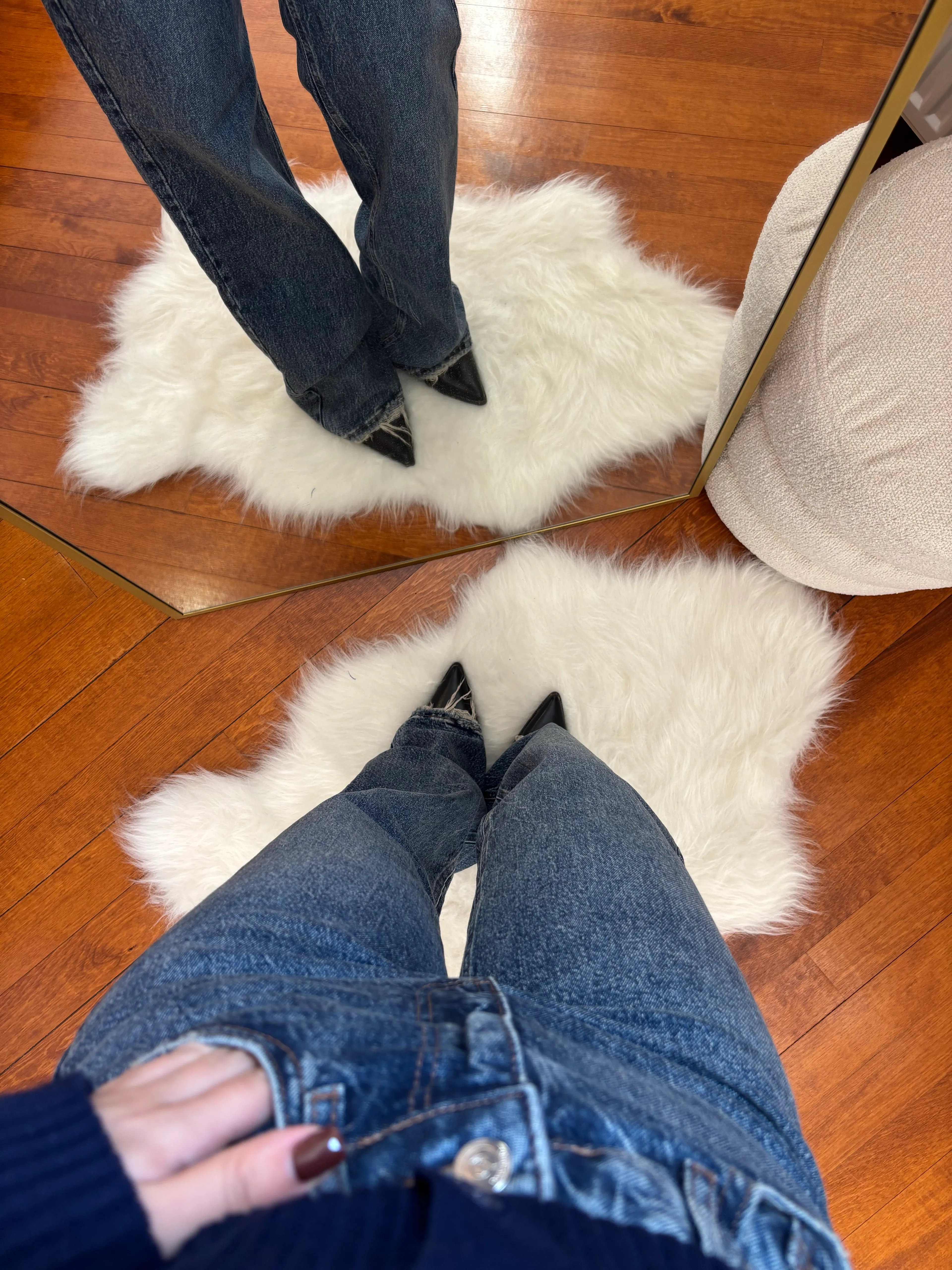 Koyu Mavi Kar Yıkamalı Wide Leg Jean