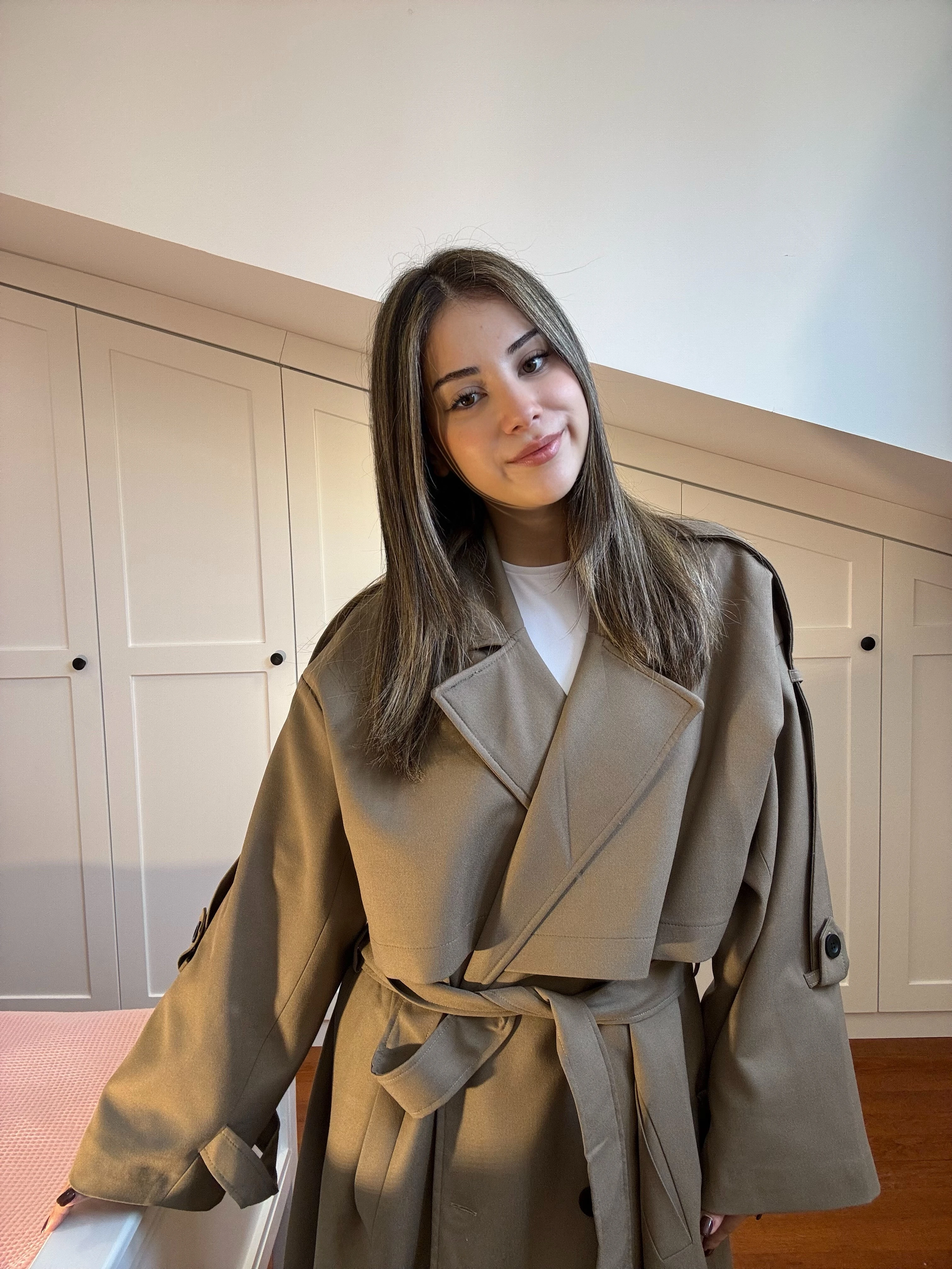 Premium Haki Kuşaklı Trençkot